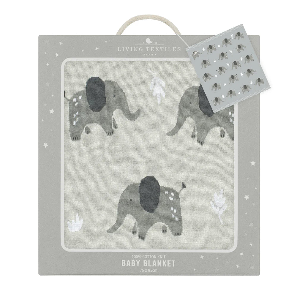 Soft Cotton Knit Baby Blanket with Cute Elephant Design - Cozy & Breathable for Newborns & Toddlers - Perfect for Nursery, Stroller, Swaddling & Gift Giving