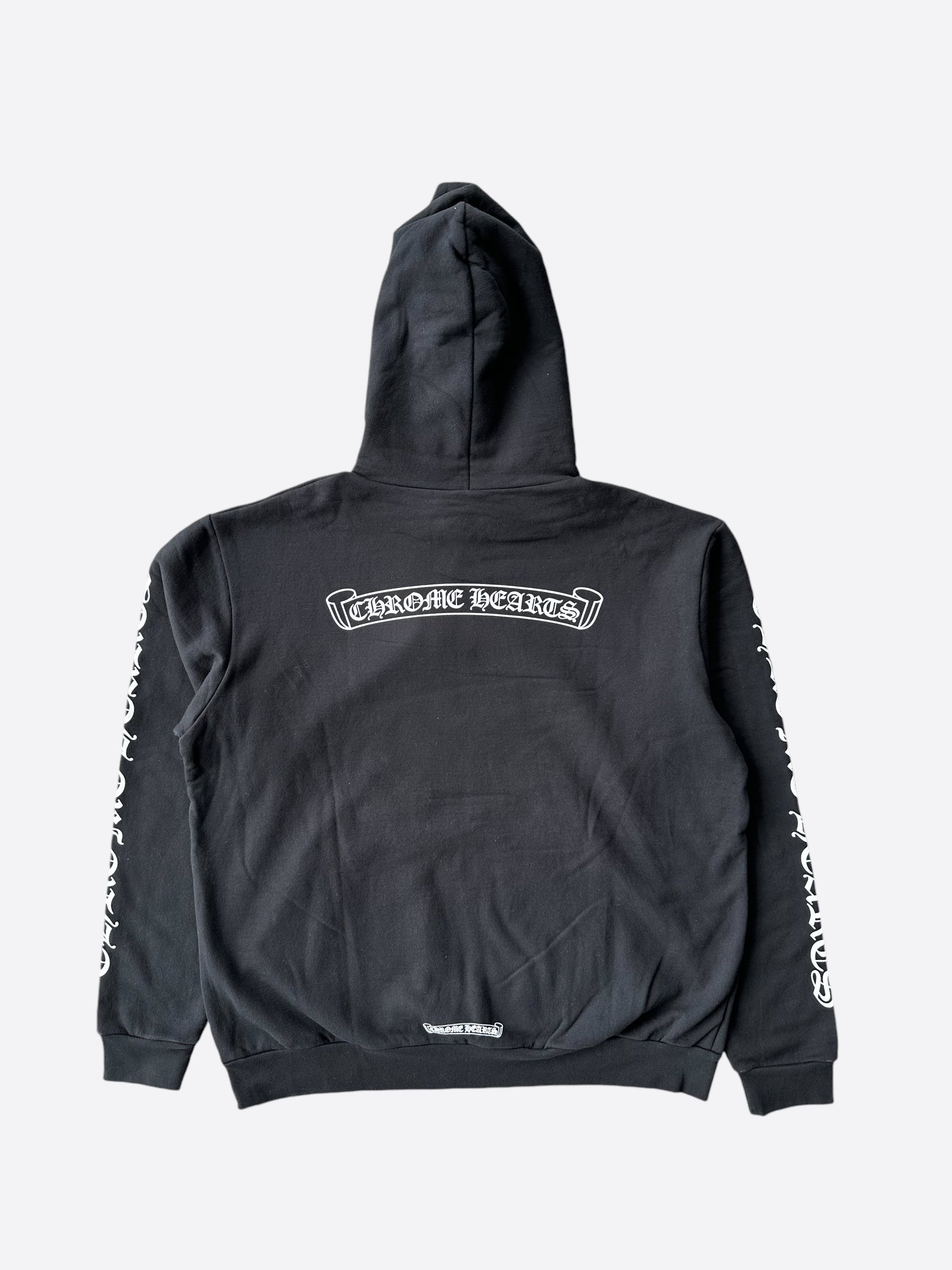 Chrome Hearts Black & White Scroll Logo Hoodie - Stylish Streetwear Pullover for Men & Women | Perfect for Casual Outfits, Urban Fashion & Everyday Wear