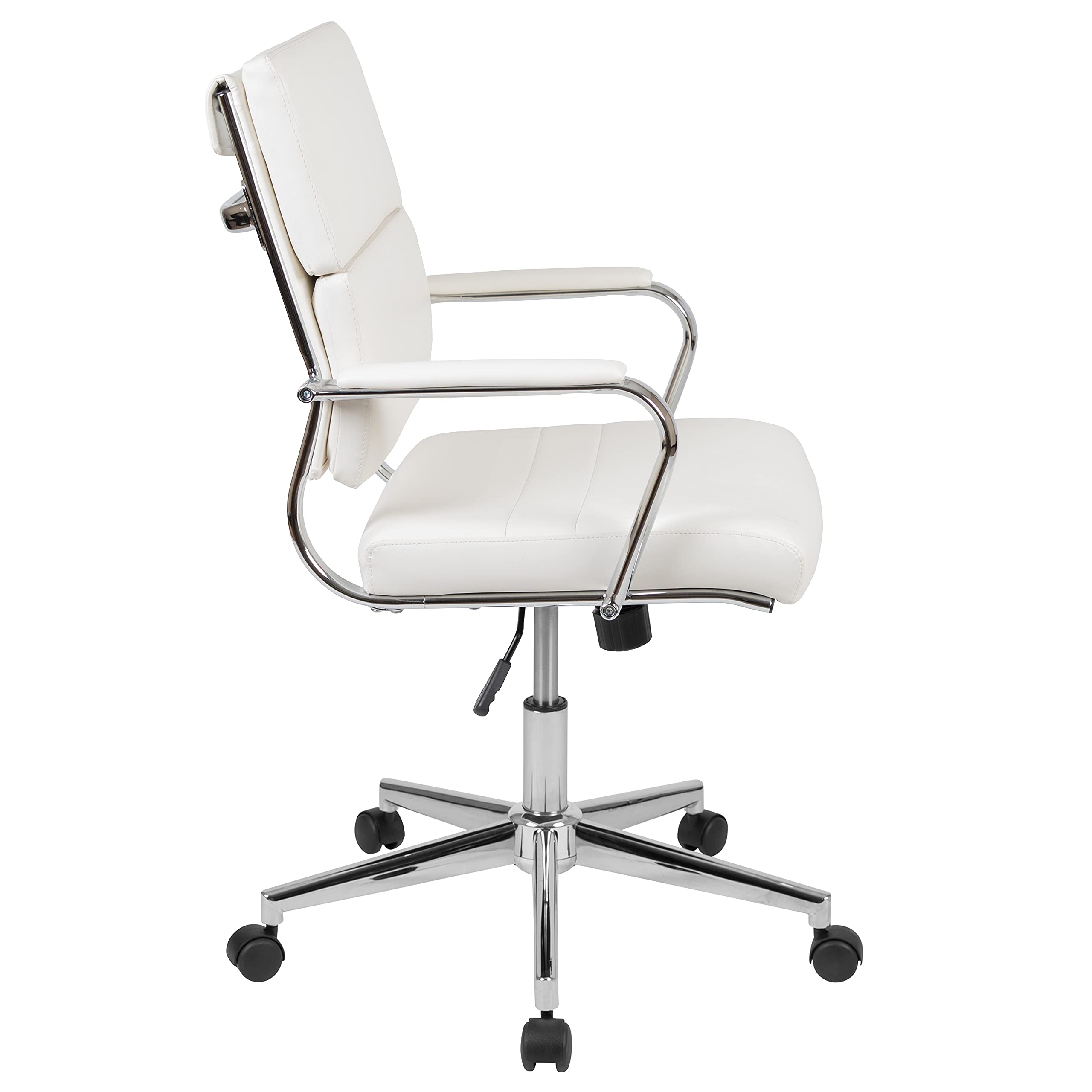 Merrick Lane McEntyre Mid-Back Ergonomic Office Chair - Faux Leather Executive Swivel Desk Chair with Adjustable Height & Padded Arms - Modern Panel Back Design - Perfect for Home Office, Computer Work & Conference Rooms