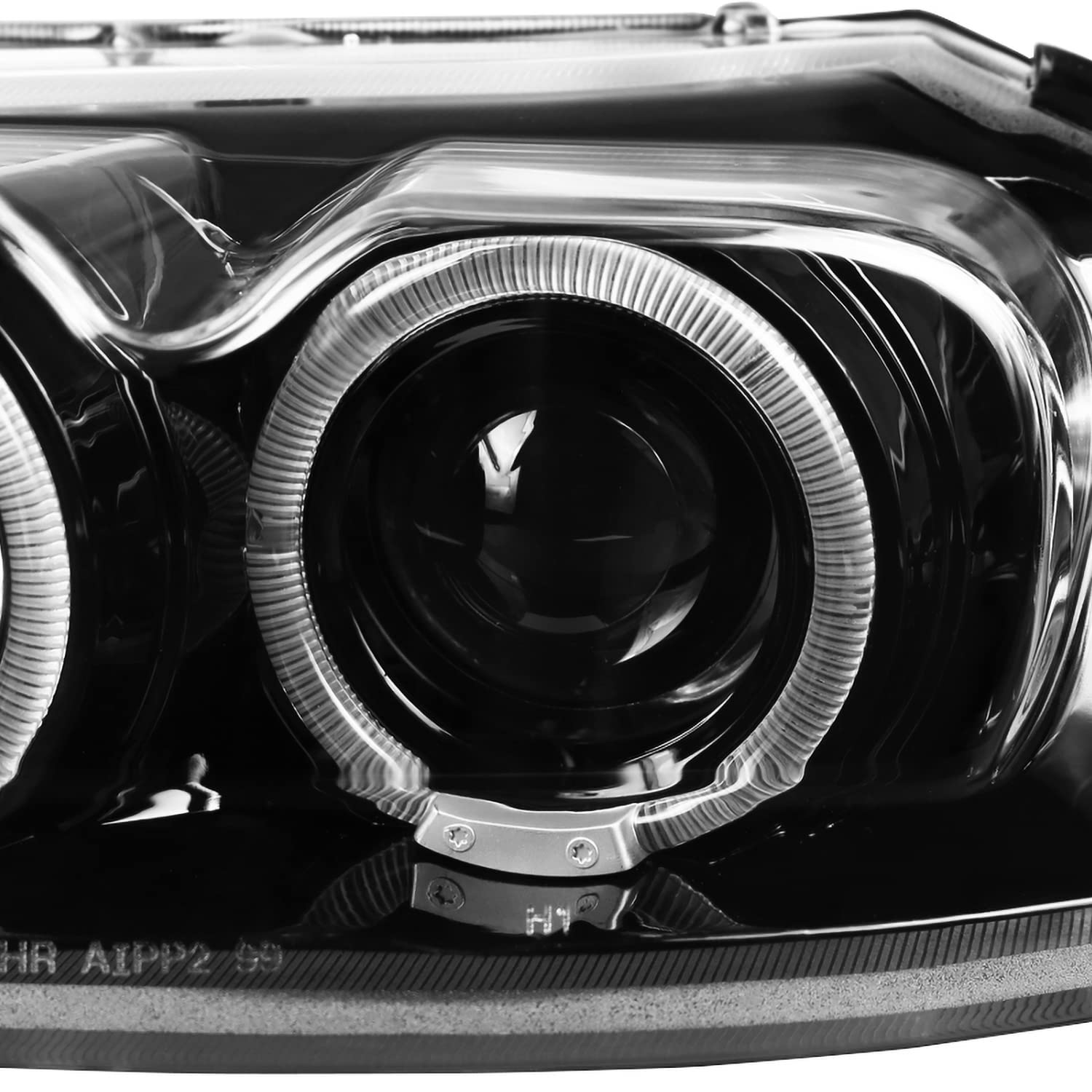 Spec-D Tuning Jet Black LED Dual Halo Projector Headlights for 1999-2004 Ford Mustang - Left & Right Pair Headlamp Assembly - Upgrade Your Ride with Enhanced Night Visibility & Style