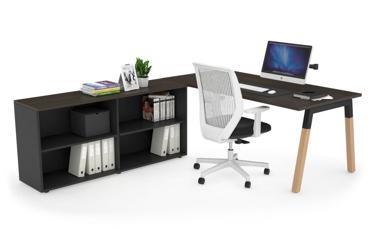 Premium Quadro A Legs Executive Desk with Wooden Legs & Black Cross Beam - 1600L x 700W - Perfect for Home Office, Conference Rooms & Executive Workspaces