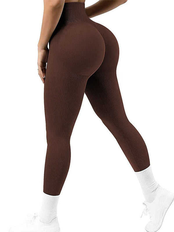 ZASUWA Women's Seamless Ribbed High Waist Yoga Leggings - Quick Dry Workout Pants for Running, Gym & Lounge