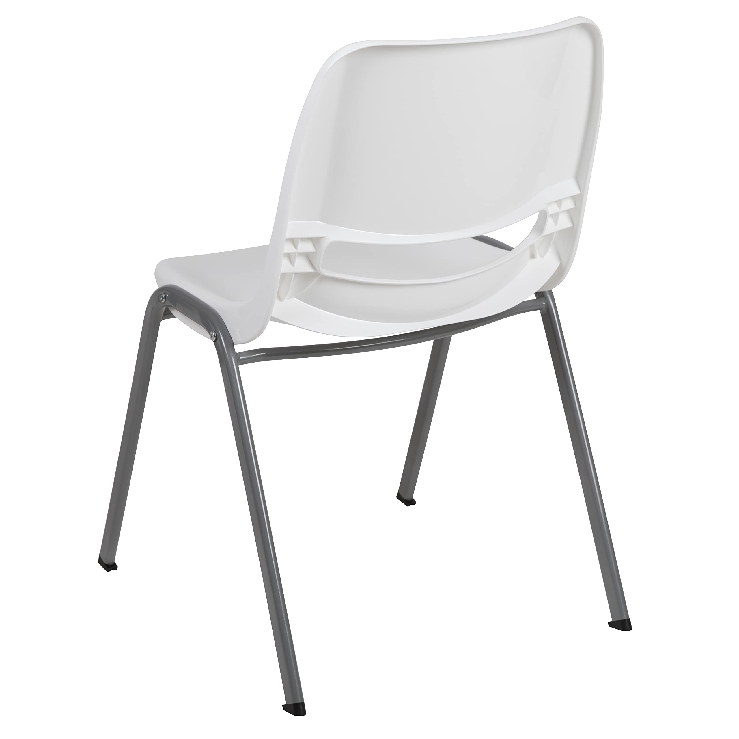 EMMA + OLIVER White Ergonomic Shell Student Stack Chair - Comfortable Classroom & Office Guest Chair for School, Conference Room, and Home Study Use