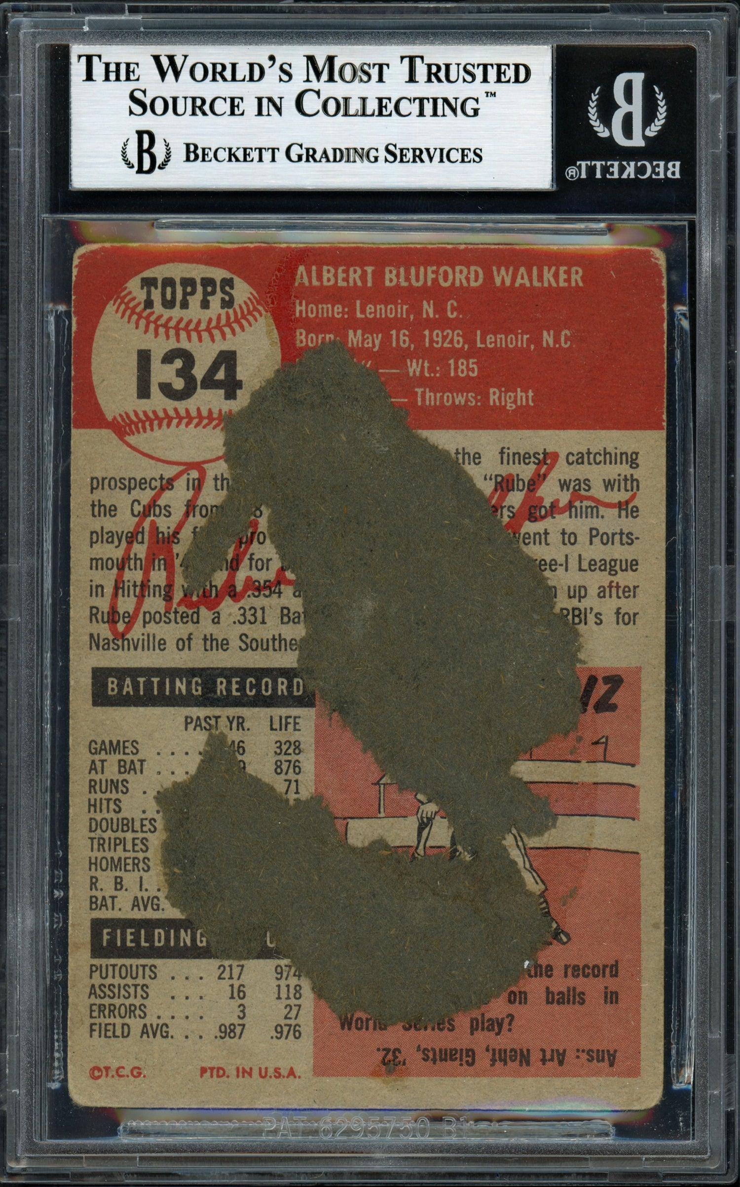 Authentic Al Rube Walker Autographed 1953 Topps Baseball Card #134 - Brooklyn Dodgers Memorabilia - Beckett BAS Certified #12058860 - Perfect for Sports Collectors and Dodgers Fans Display