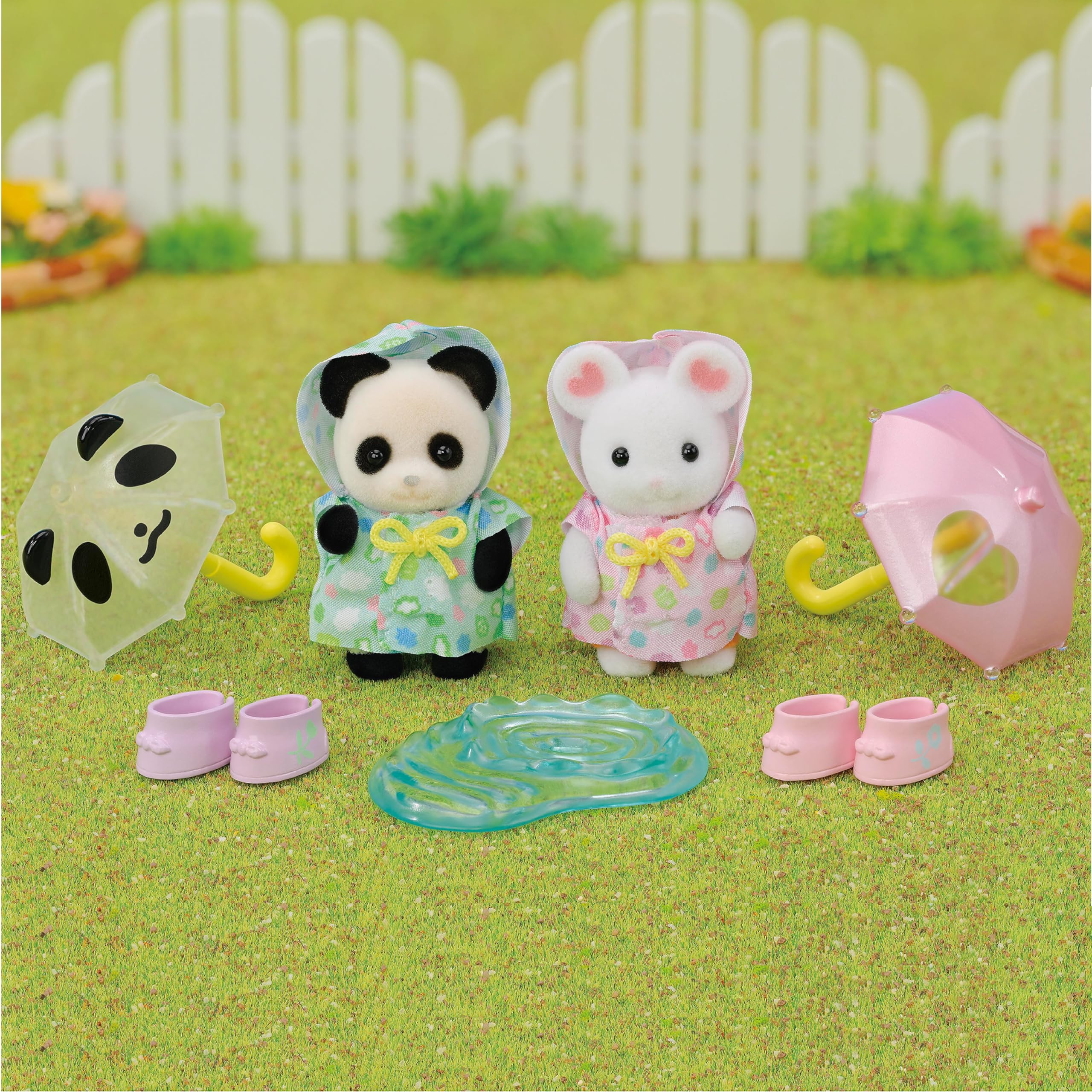 Calico Critters Nursery Friends - Rainy Day Duo | Adorable Animal Figurine Playset for Kids | Perfect for Pretend Play, Storytelling & Collecting
