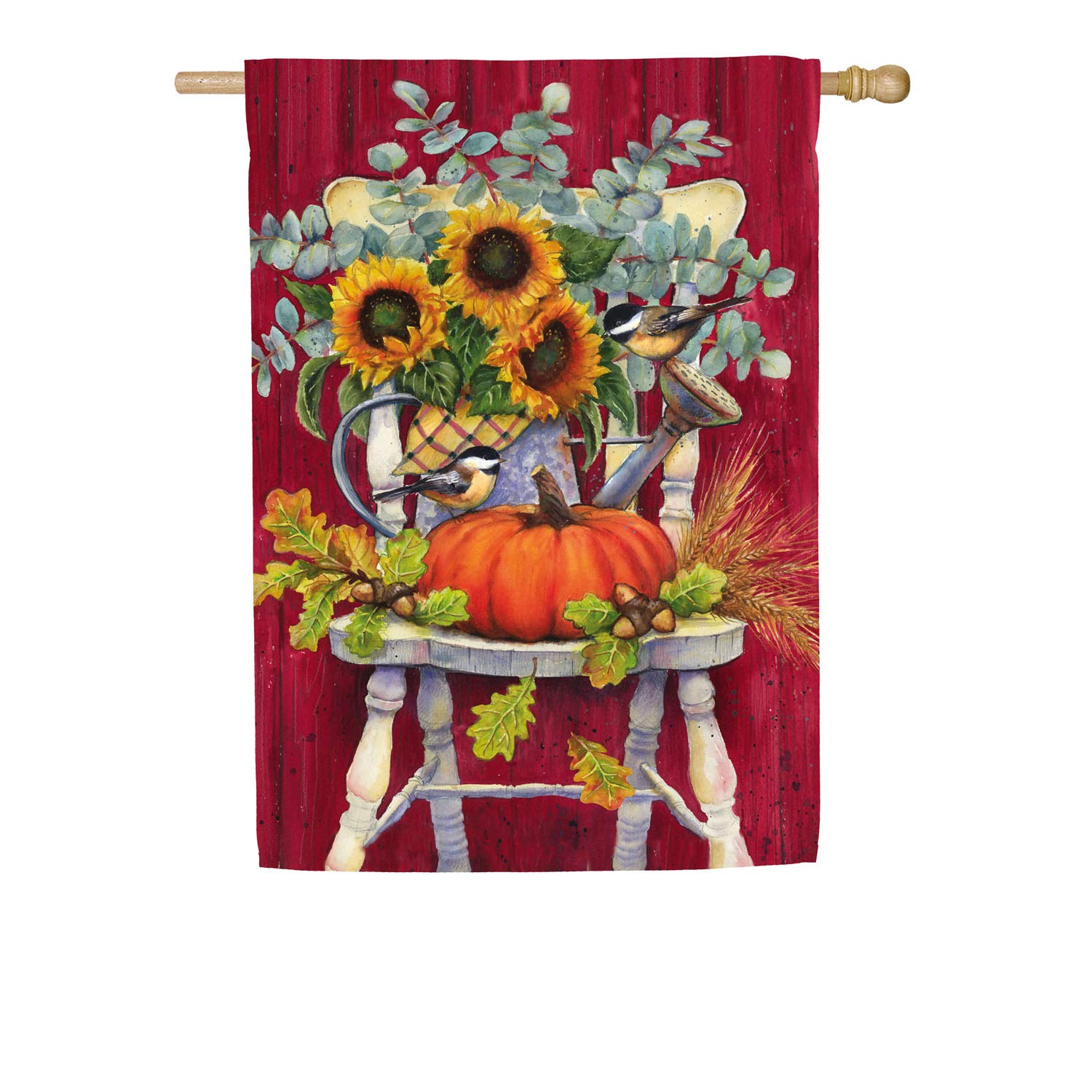 Evergreen Autumn Harvest Chair Suede Flag - 28x44 Inch Weatherproof for Home & Garden Decor