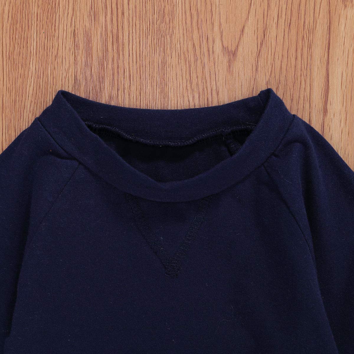 Baby Boy Girl Fall Clothes Set - 2Pcs Long Sleeve Pullover Sweatshirt & Striped Pants Outfit (6-12 Months, Dark Blue) | Newborn Infant Cozy Autumn Wear for Playdates & Family Photos