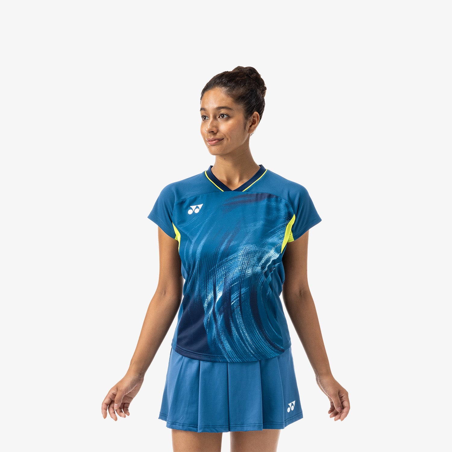 Yonex Women's Crew Neck Tournament Tennis Shirt 20769NSK (Night Sky) - Breathable Quick-Dry Performance Top for Competitive Play & Training