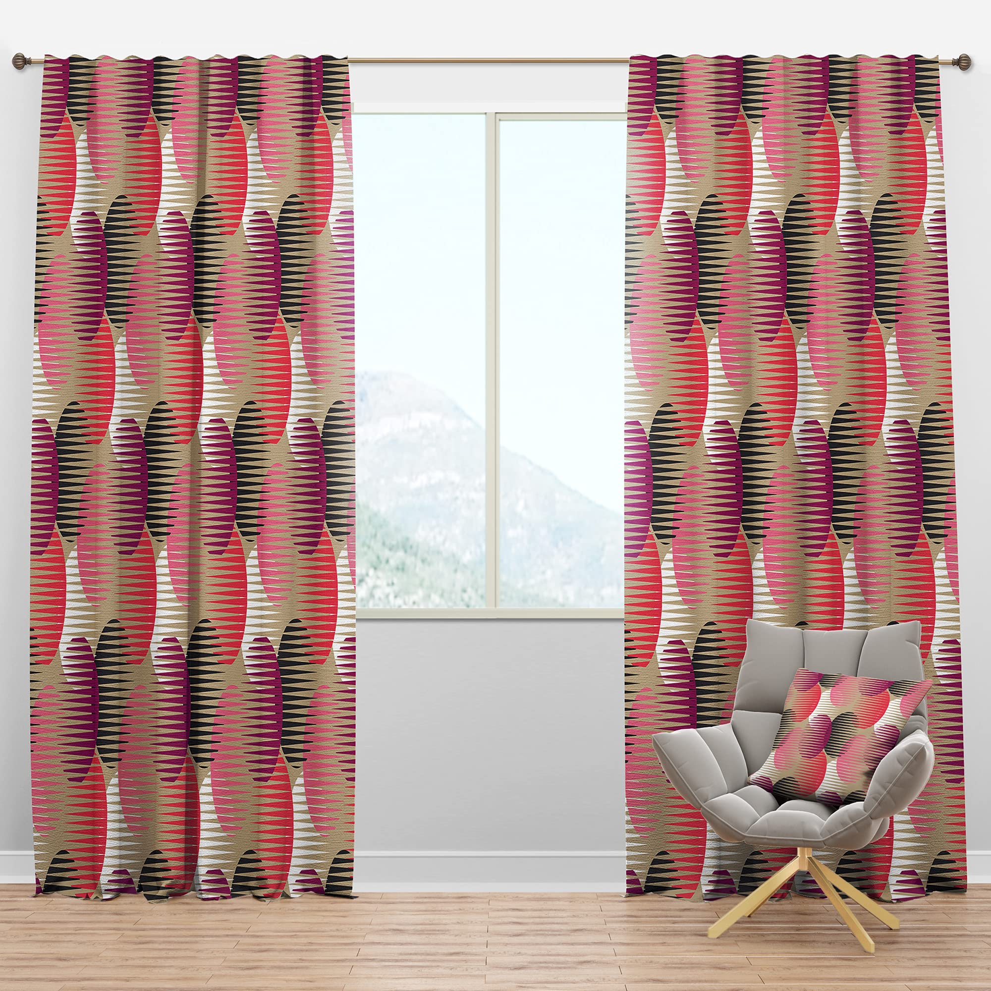 DesignQ Blackout Curtains - Retro Circular Pattern VIII - Thermal Insulated Bedroom & Living Room Drapes (52x90, Single Panel) - Perfect for Light Blocking, Privacy & Energy Efficiency