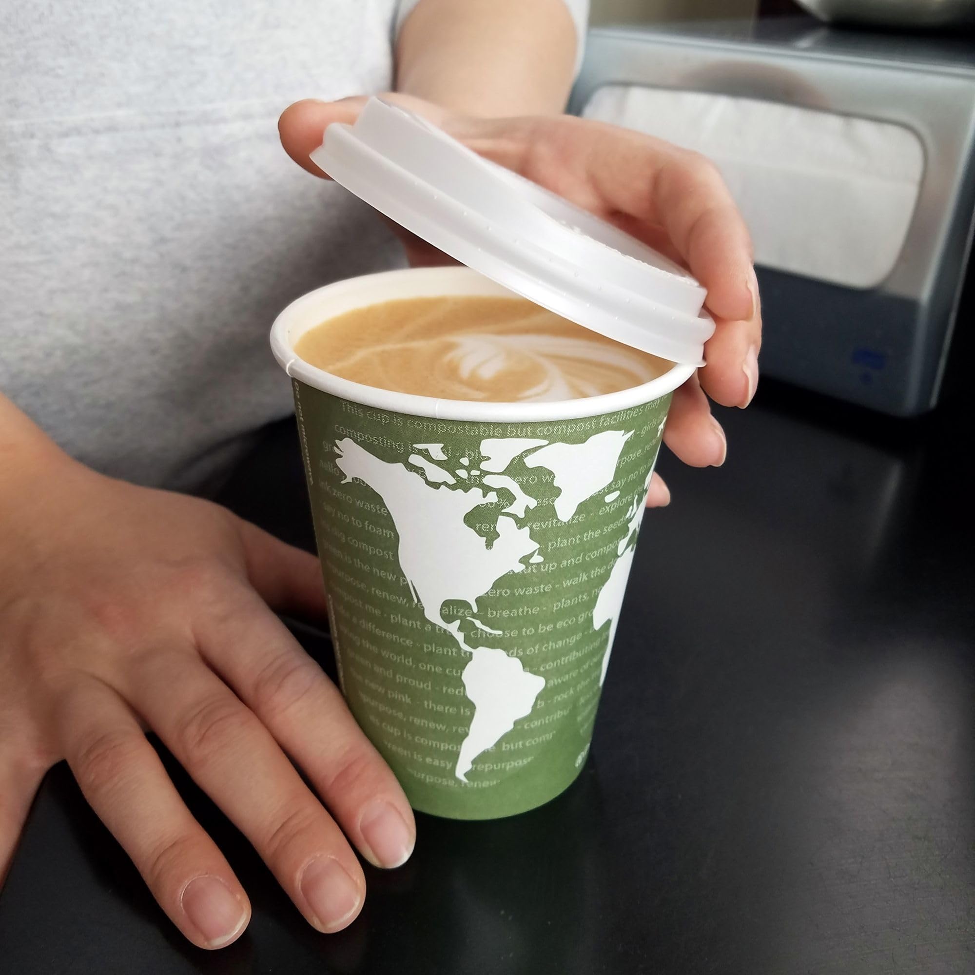 Eco-Friendly Compostable Coffee Cup Lids - 800 Count Case, White EcoLid for 10-20oz Hot Cups | PLA Plant-Based Renewable Material | ASTM & BPI Certified | Perfect for Coffee Shops, Offices & Eco-Conscious Events