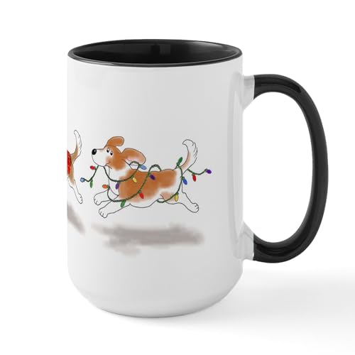 White/Black Inside - Holiday Beagle Large Mug