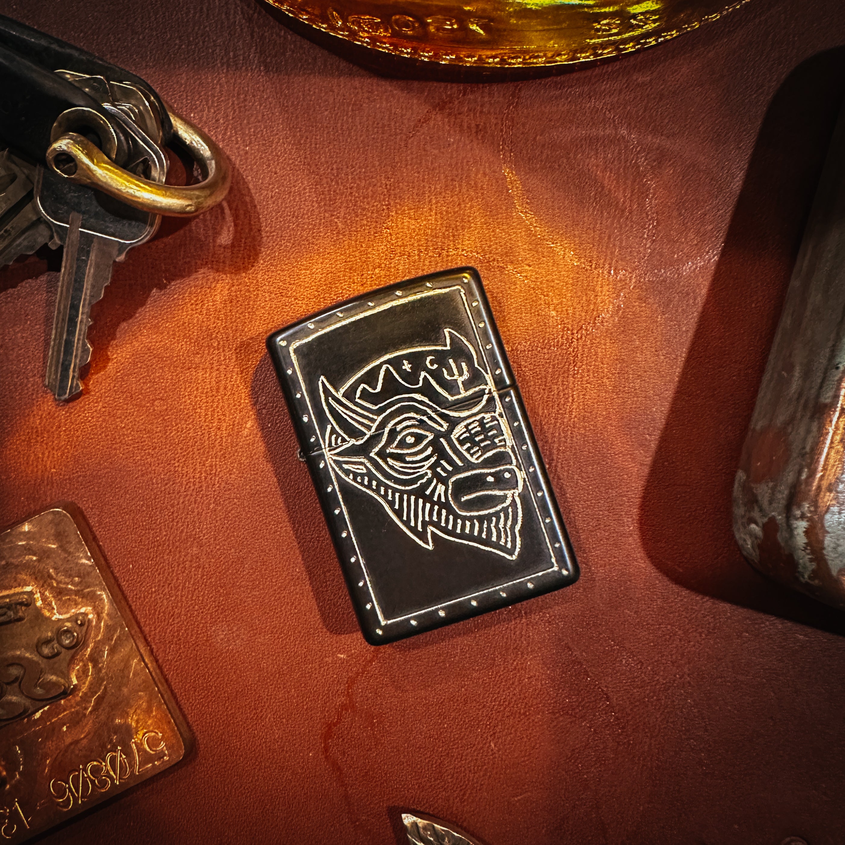 BROOKHAYL x POPULESS Limited Edition Hand Engraved Zippo® Lighter 008 Black Matte - Perfect for Collectors, Gifts & Outdoor Adventures