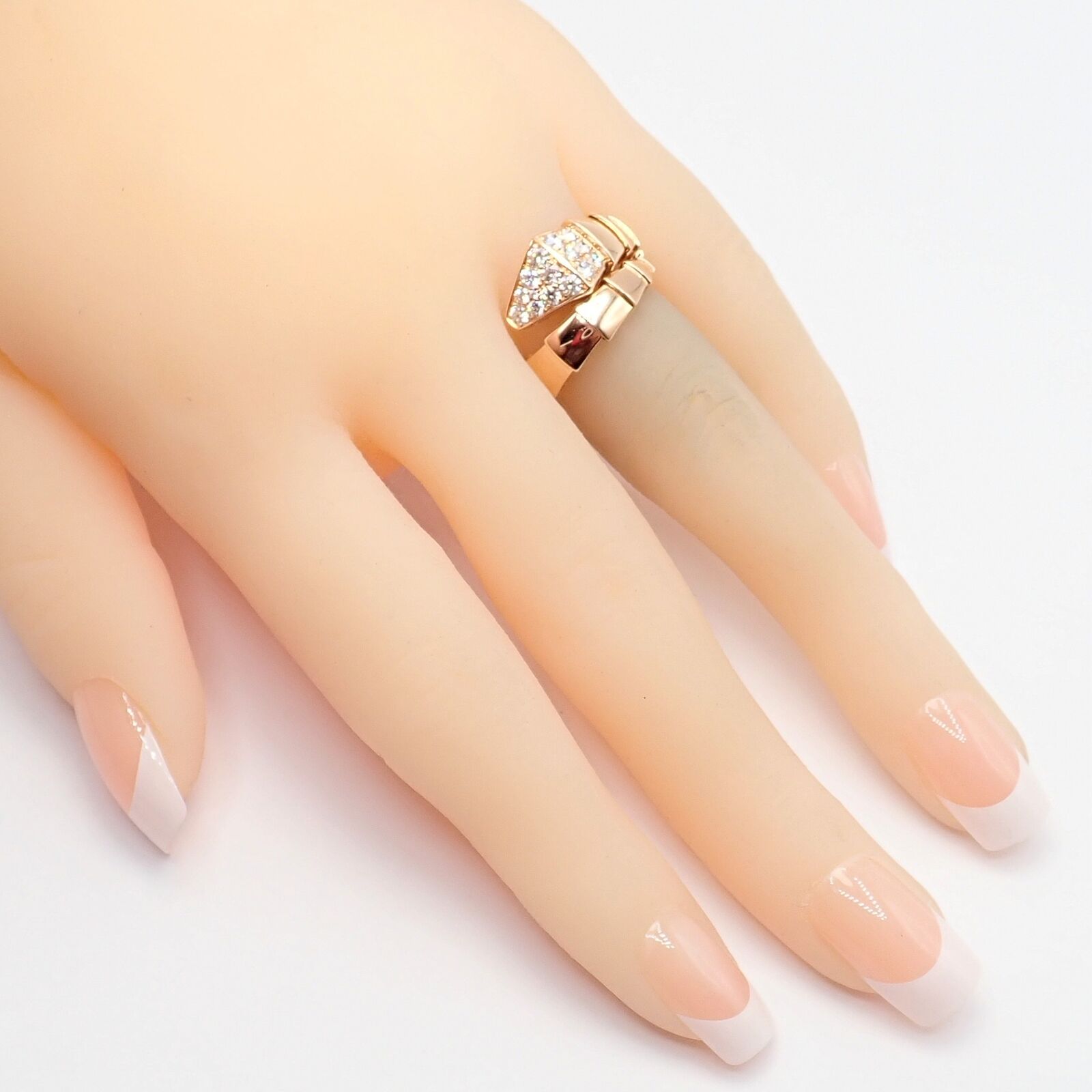 Authentic Bulgari Bvlgari Serpenti Viper 18k Rose Gold Diamond Ring for Women - Luxury Jewelry Gift for Anniversary, Valentine's Day & Special Occasions