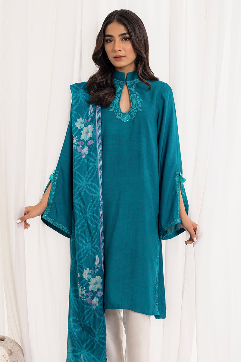 Azure Blue 2-Piece Set (Shirt & Dupatta) for Women - Elegant Indian Ethnic Wear for Festivals, Weddings & Special Occasions