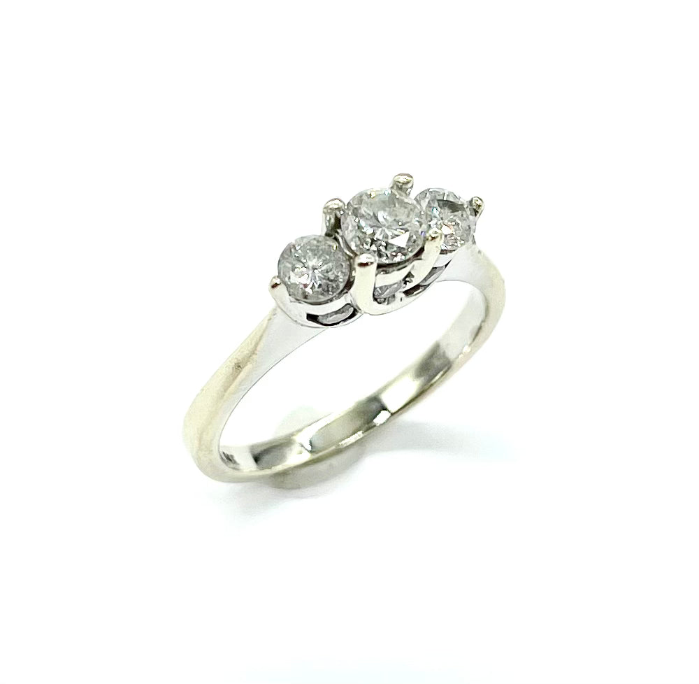 3 Stone Diamond Ring for Women - Elegant Trilogy Engagement & Wedding Band - 14K White Gold or Rose Gold - Perfect for Proposals, Anniversaries & Special Occasions