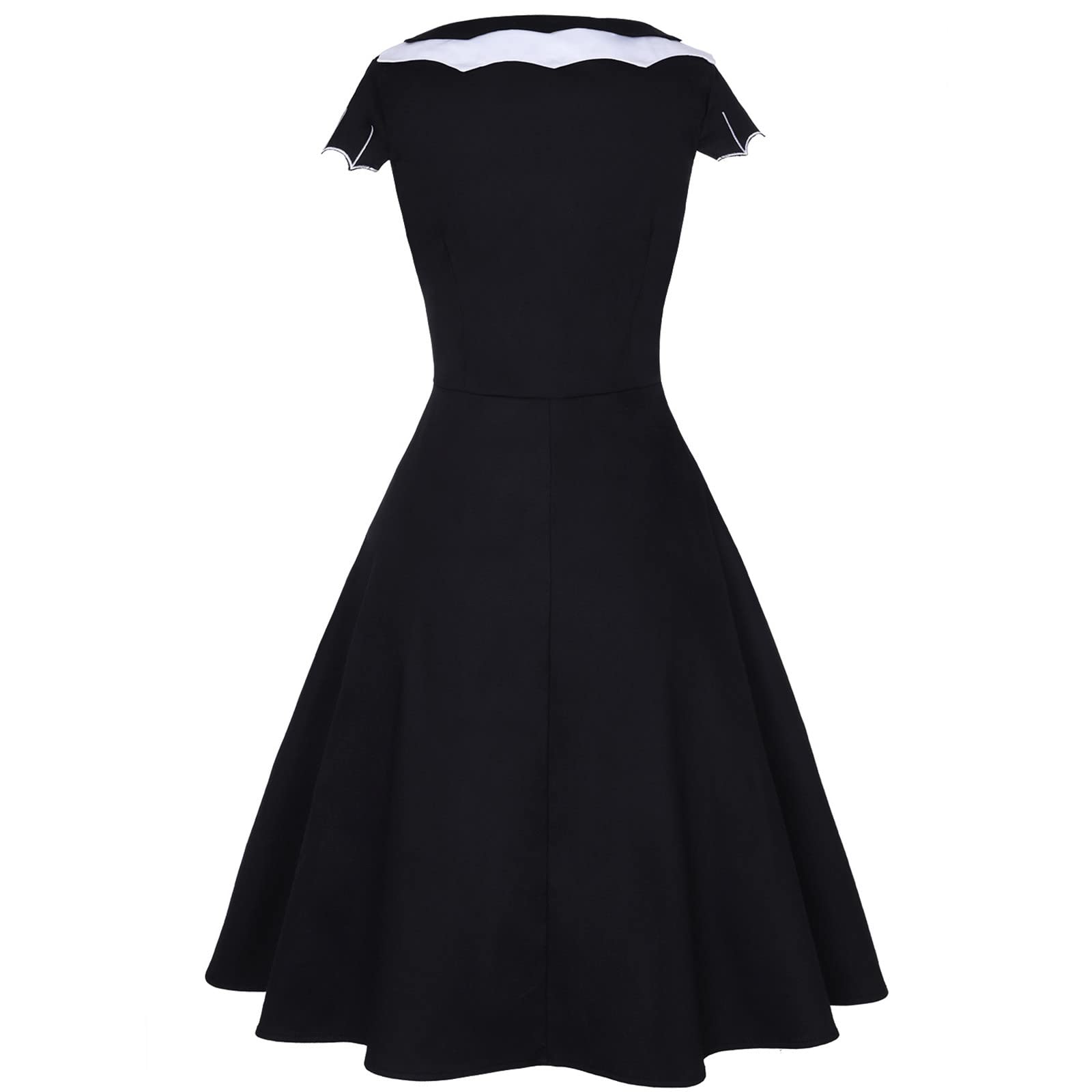 Gothic Lolita Black Lace Midi Dress - Medieval Retro Style Little Black Dress for Women | Perfect for Cosplay, Halloween, and Vintage Fashion Events