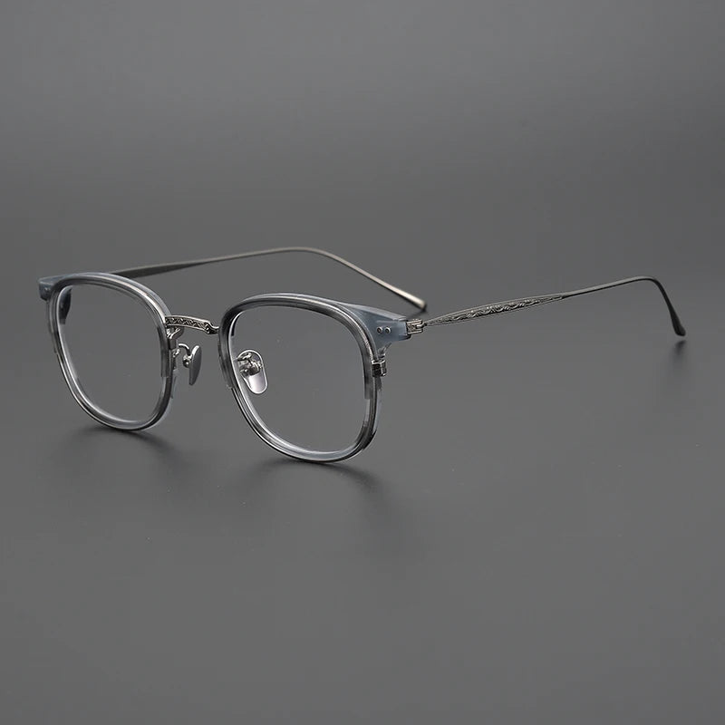Stylish Black Acetate & Titanium Women's Eyeglasses - Oval Square Full Rim Frame 63543 | Perfect for Work, Reading & Fashion Accessories