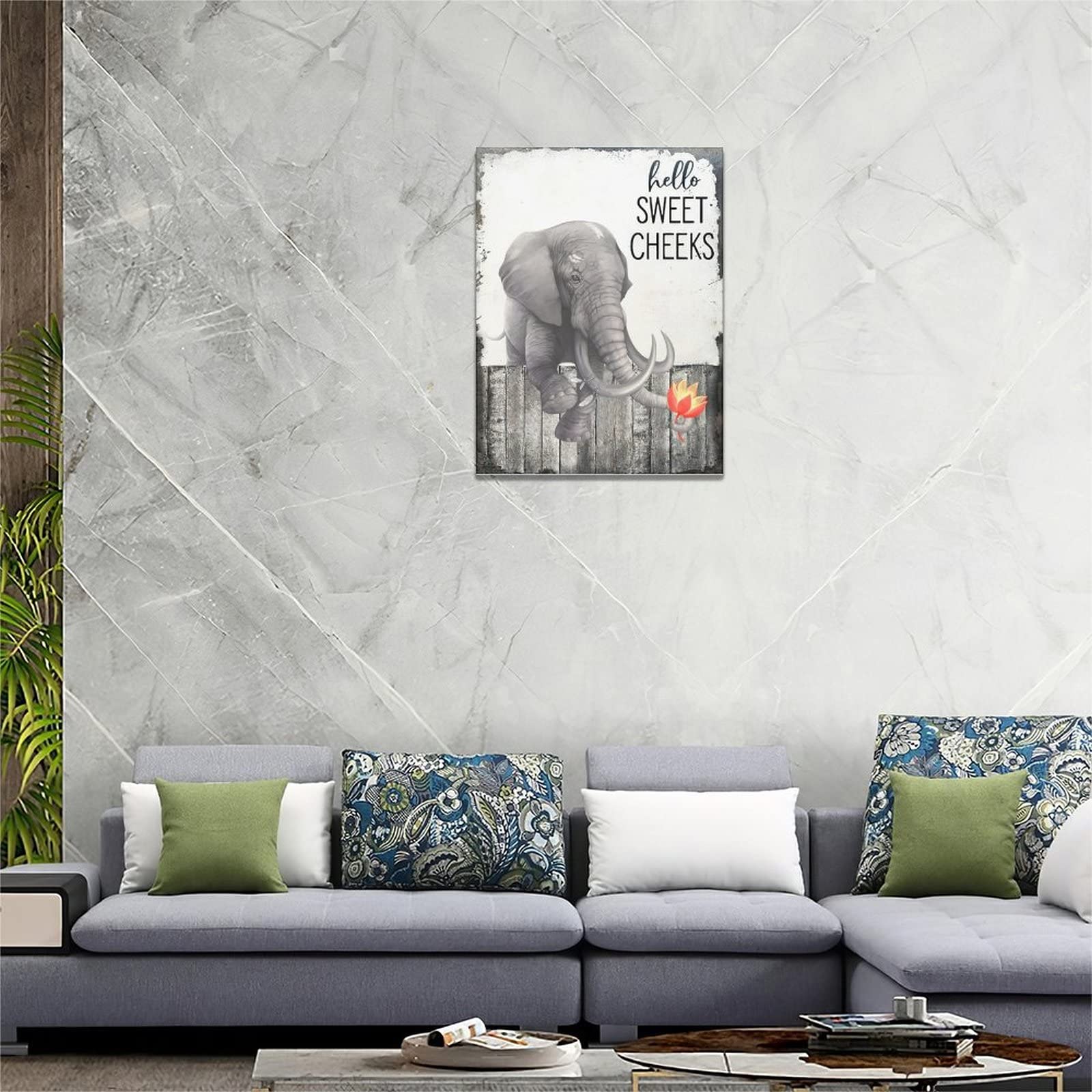 Funny Elephant Canvas Art 12x16 - Farmhouse Bathroom & Bedroom Wall Decor