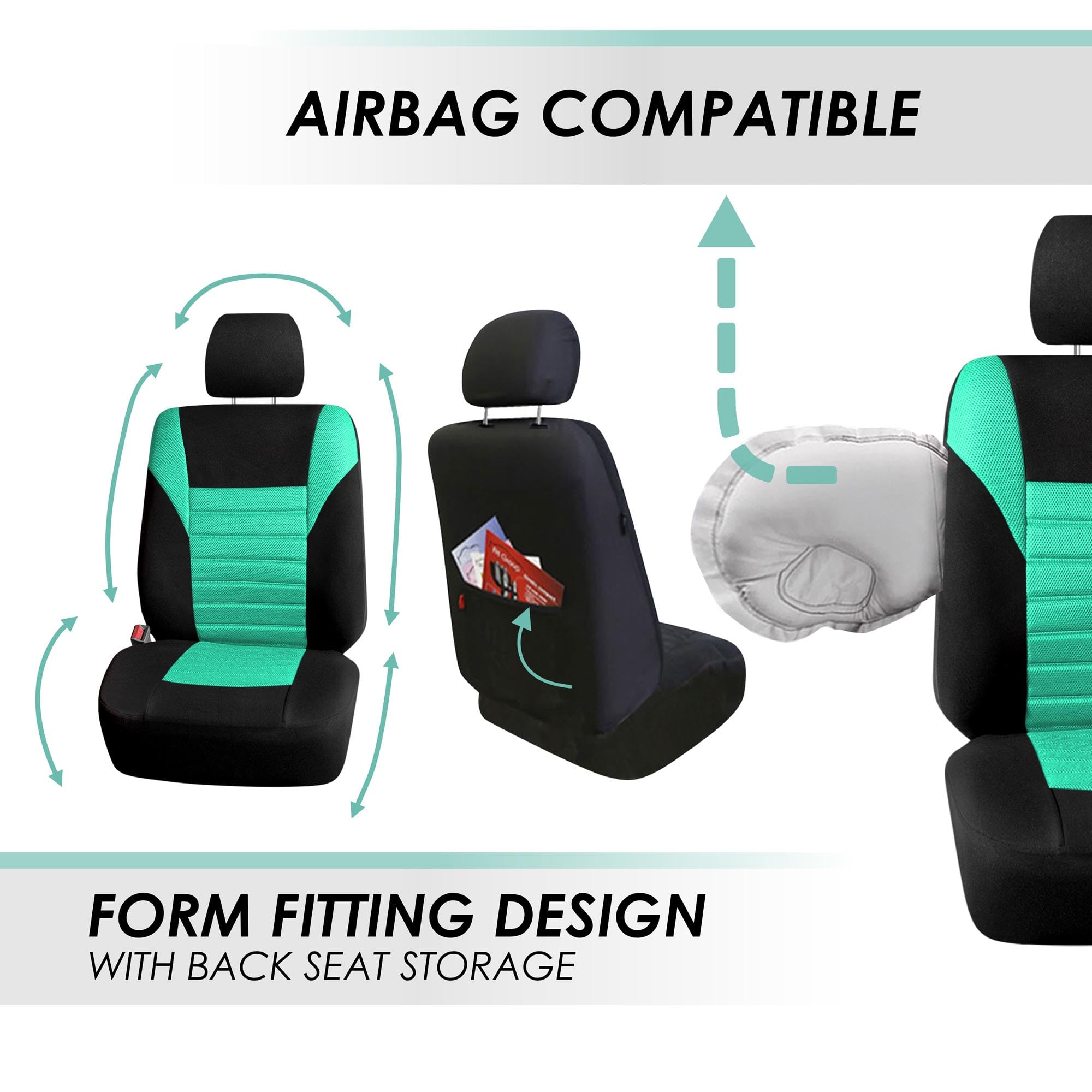 TLH 3D Air Mesh Car Seat Covers - Front Seats Only, Universal Fit for Cars & SUVs - Breathable & Airbag Safe for Comfort Driving