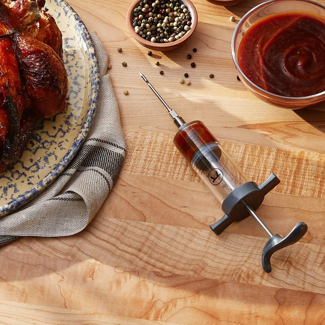 Premium Outset Marinade Injector with Removable Needle - Perfect for Grilling, Smoking & BBQ - Enhance Flavor for Meats, Poultry & Seafood