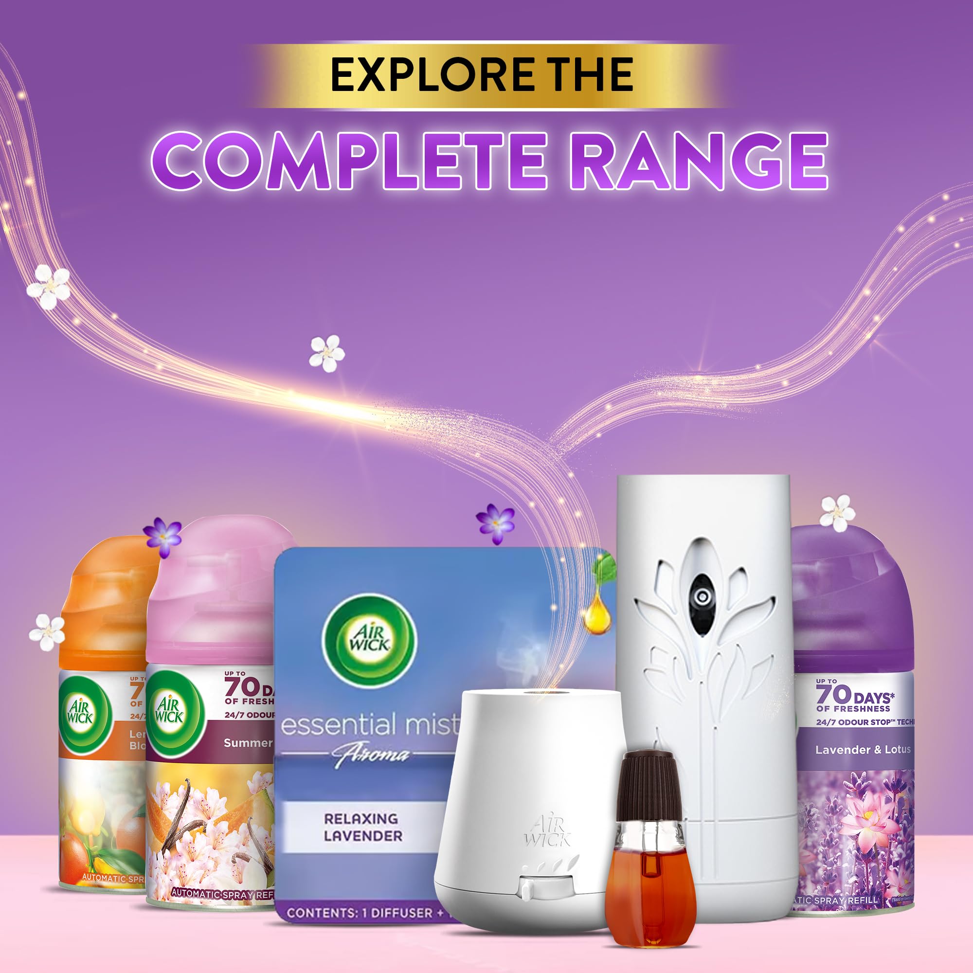 Air Wick Essential Mist Automatic Fragrance Diffuser Refill, Relaxing Lavender Scent - 20ml | Natural Essential Oil Air Freshener Refill for Home & Office | Automatic Spray for Bedroom, Bathroom & Living Room