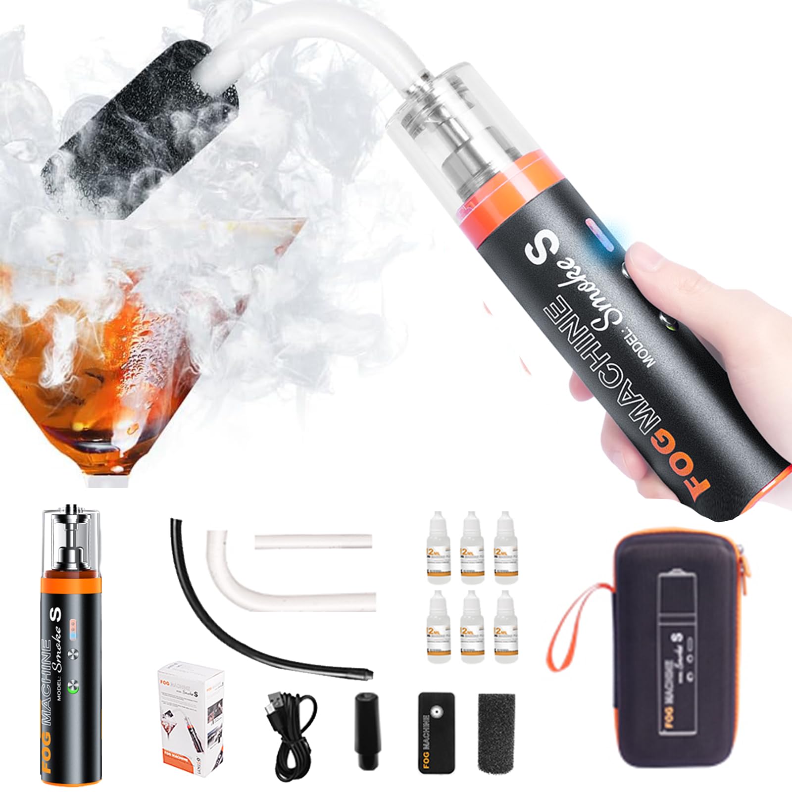 LENSGO Handheld Fog Machine with Remote Control - Portable Smoke Generator for Cocktails, Parties, Weddings & Events - Indoor & Outdoor Use - Mini Smoke Infuser for Disinfection & Food Presentation