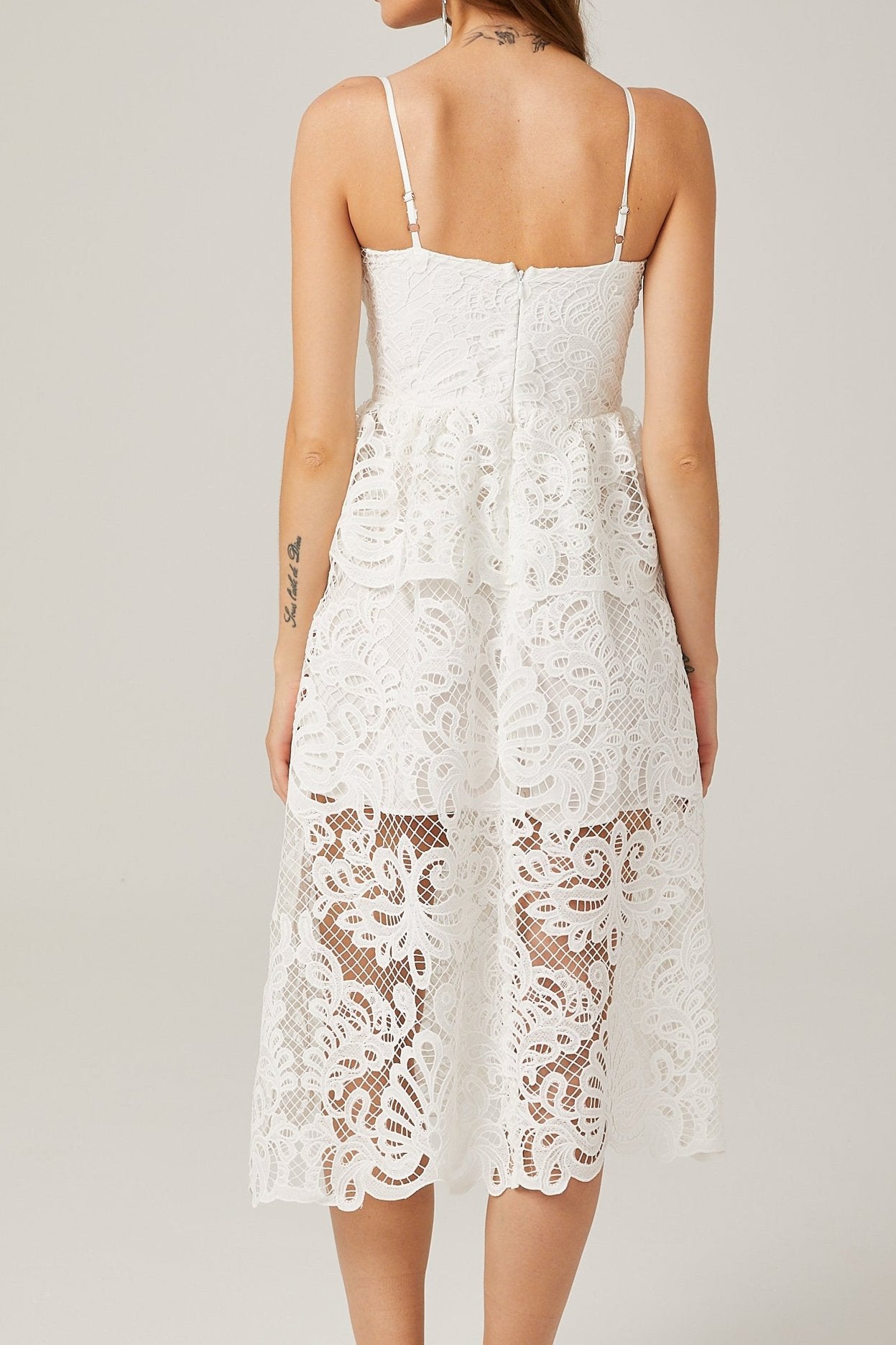 Elegant Austen Guipure Lace Midi Dress for Women - Perfect for Weddings, Parties & Special Occasions