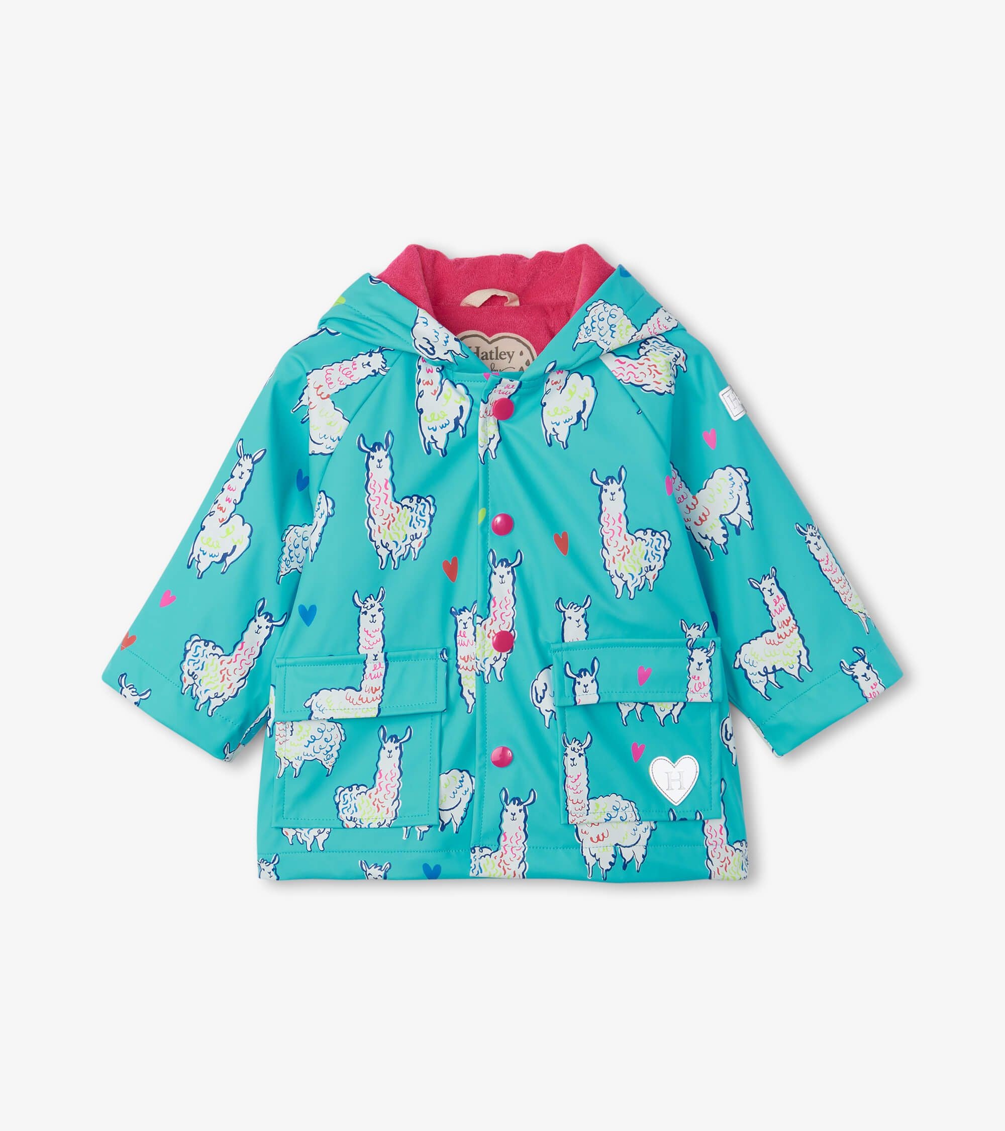 Hatley W23 Adorable Alpacas Baby Raincoat - Waterproof Toddler Rain Jacket with Hood, Blue Curacao (Size 12-18 Months) - Perfect for Outdoor Play & Rainy Day Adventures