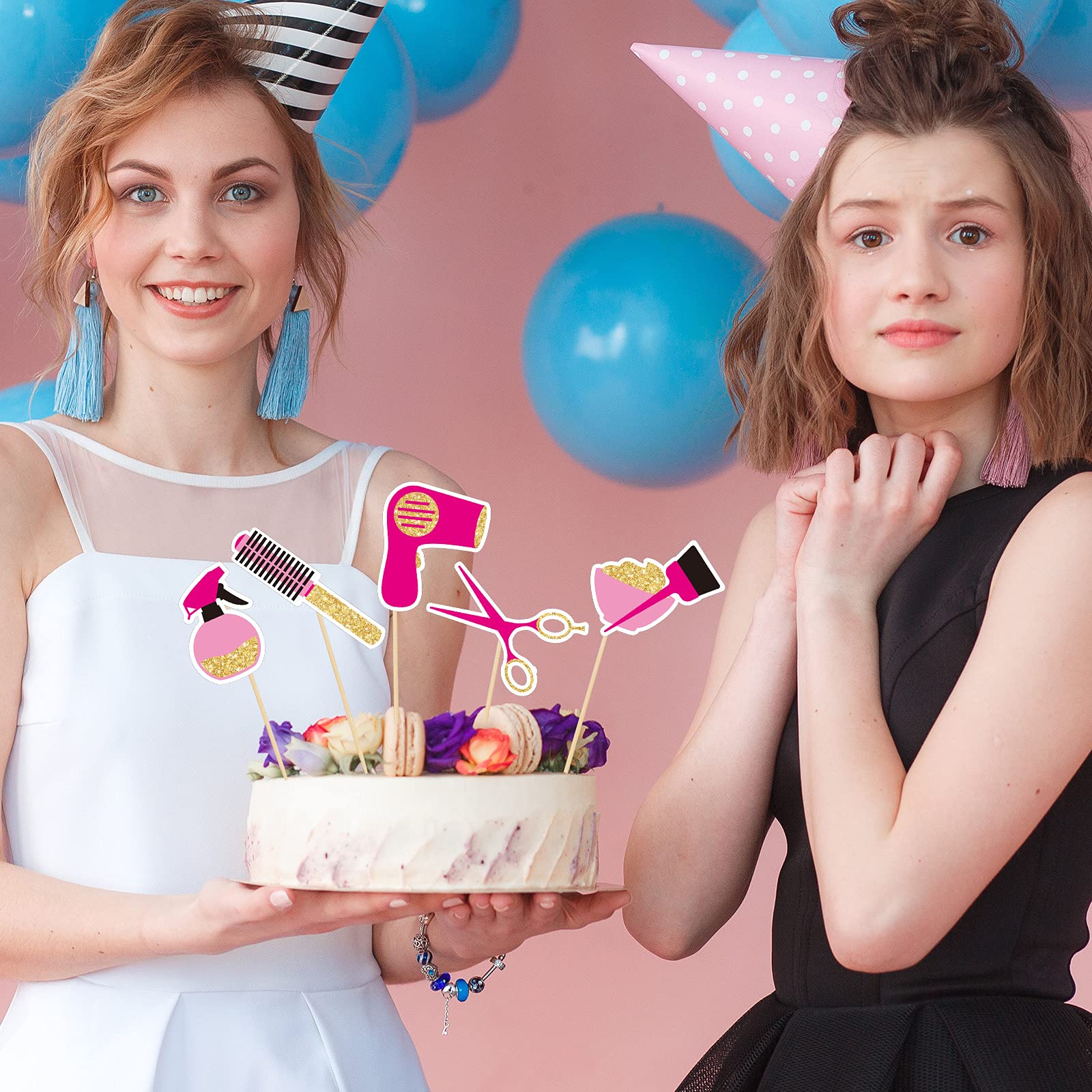 42Pcs Barbershop Cupcake Toppers Set - Haircut, Makeup, Bachelorette & Bridal Shower Cake Decorations for Beauty School Graduation, Cosmetology Supplies - Perfect for Salon Parties & Barber-Themed Events