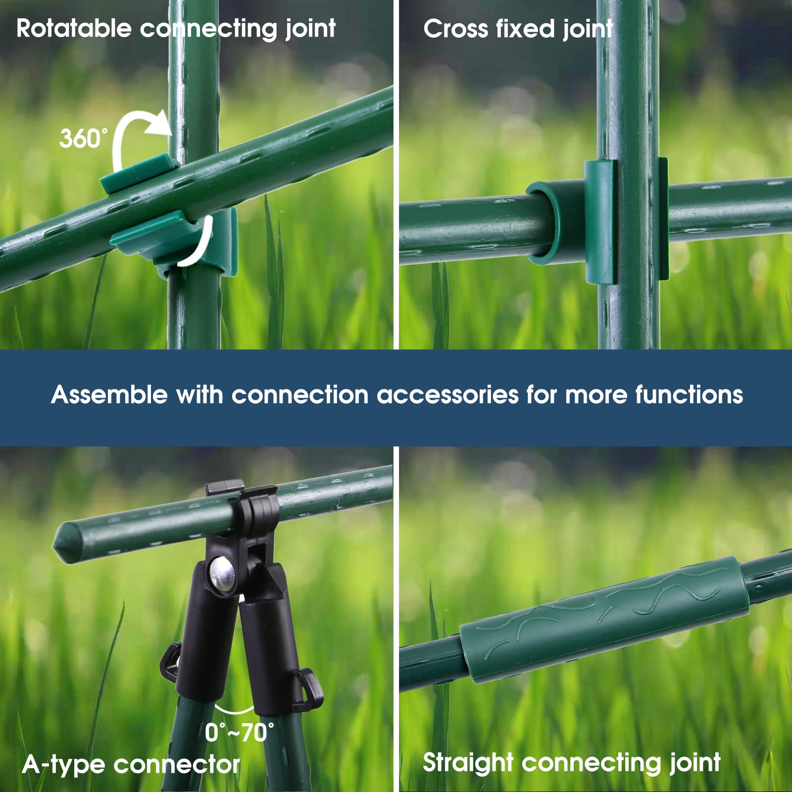 8 FT Metal Garden Stakes for Outdoor Plants - 0.78 Inch Diameter Plant Support Stakes (10 Pack) | Heavy Duty Pole Beans, Cucumber & Climbing Plants Support | Perfect for Vegetable Gardens, Vineyards & Backyard Gardening