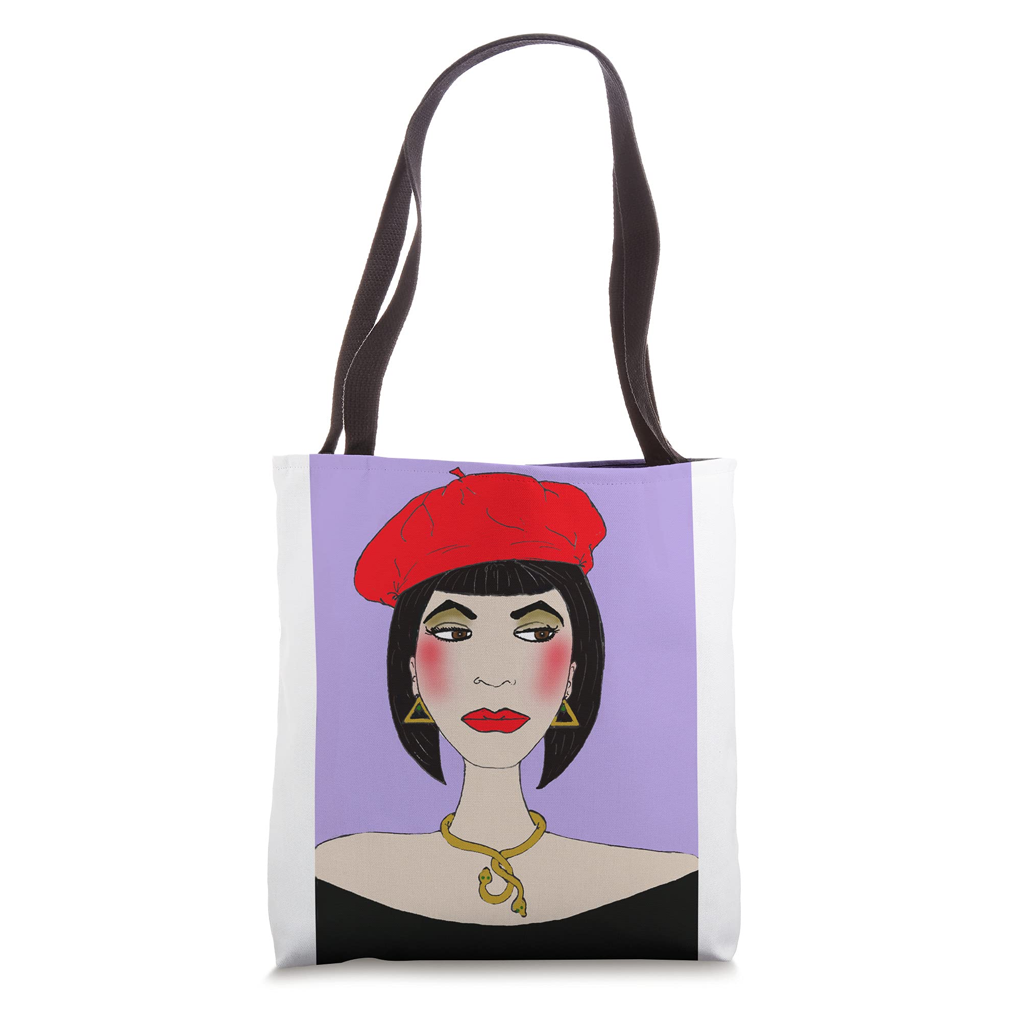 Stylish Red Beret Tote Bag for Women - Fashionable Canvas Shoulder Bag with Leather Straps - Perfect for Work, Travel, and Everyday Use