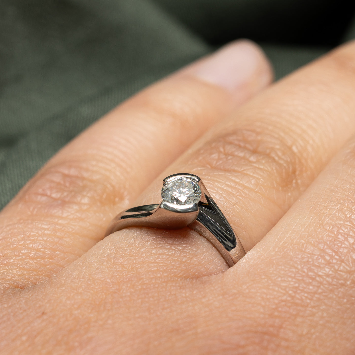 0.43ct Semi Bezel Diamond Bypass Engagement Ring - Size 6.5 | Elegant Wedding Band for Proposals, Anniversaries & Special Occasions