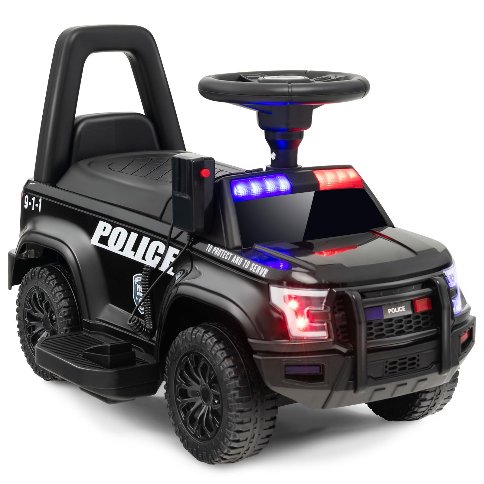 GOLUS 6V Kids Electric Police Car Toy with Megaphone, Siren, LED Lights & Music - Ride-On Toy Vehicle for Boys & Girls Ages 3-6 - Perfect for Outdoor Play, Birthday Gifts & Pretend Police Adventures