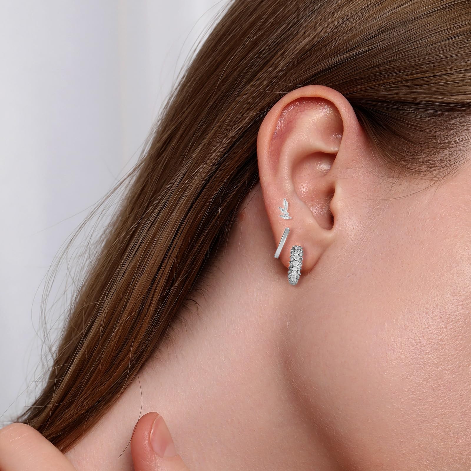 14K Gold Hoop Earrings for Women - Hypoallergenic Cartilage & Multi-Pierced Earrings | Elegant Everyday Wear & Special Occasion Gift (Silver)