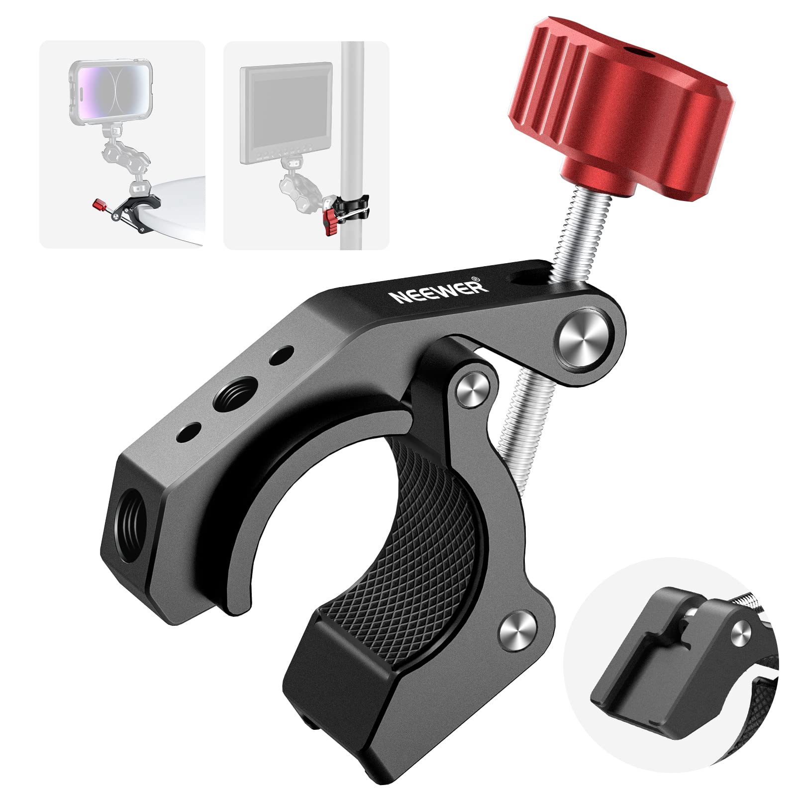 NEEWER Super Clamp with Cold Shoe & 1/4