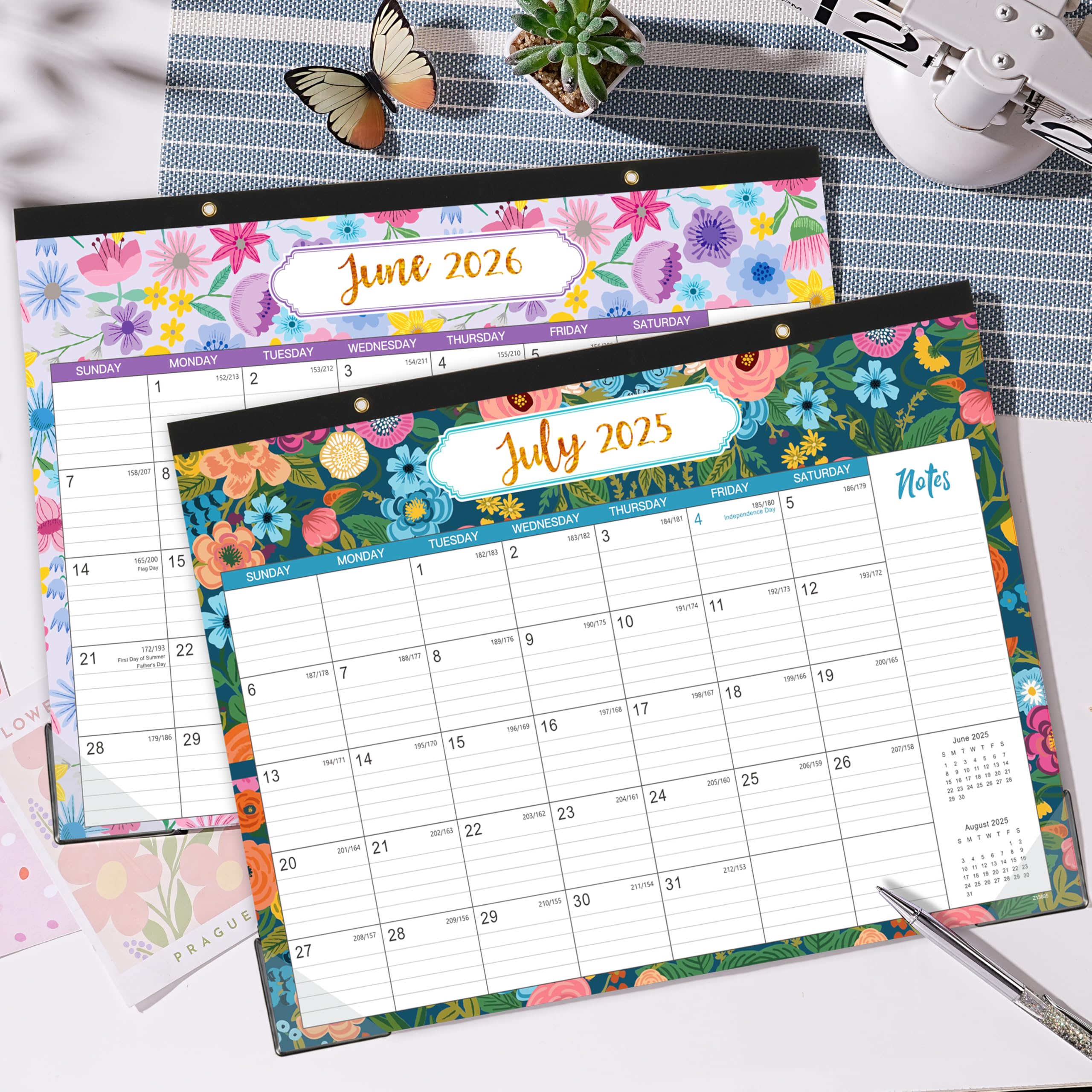 2025-2026 18-Month Desk Calendar Planner (July 2025 - December 2026) with Corner Protectors & Large Ruled Blocks - 14.5