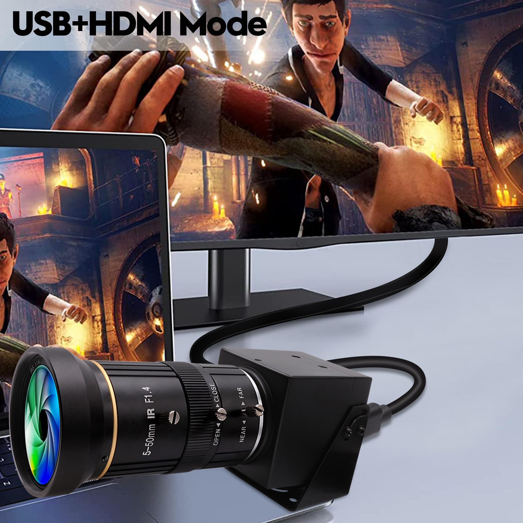 4K USB HDMI Webcam with 10X Variable Focus - Dual Output Live Streaming Camera for Online Teaching, Training & Video Conferencing - Perfect for Zoom, Skype & YouTube Streaming