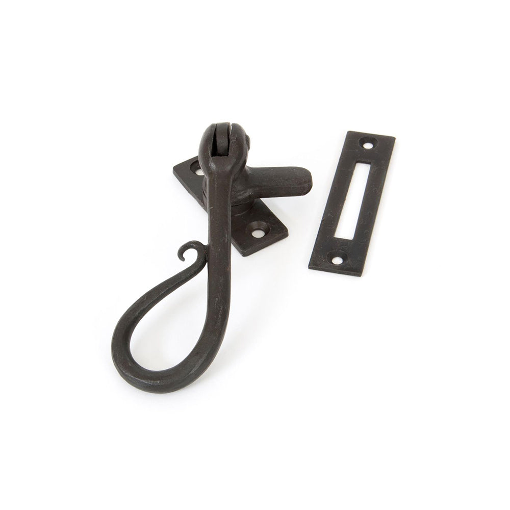 Forged Black Beeswax Shepherd's Crook Window Fastener - Durable Vintage Style Window Latch for Farmhouse, Cottage & Victorian Homes - Perfect for Home Security & Decoration