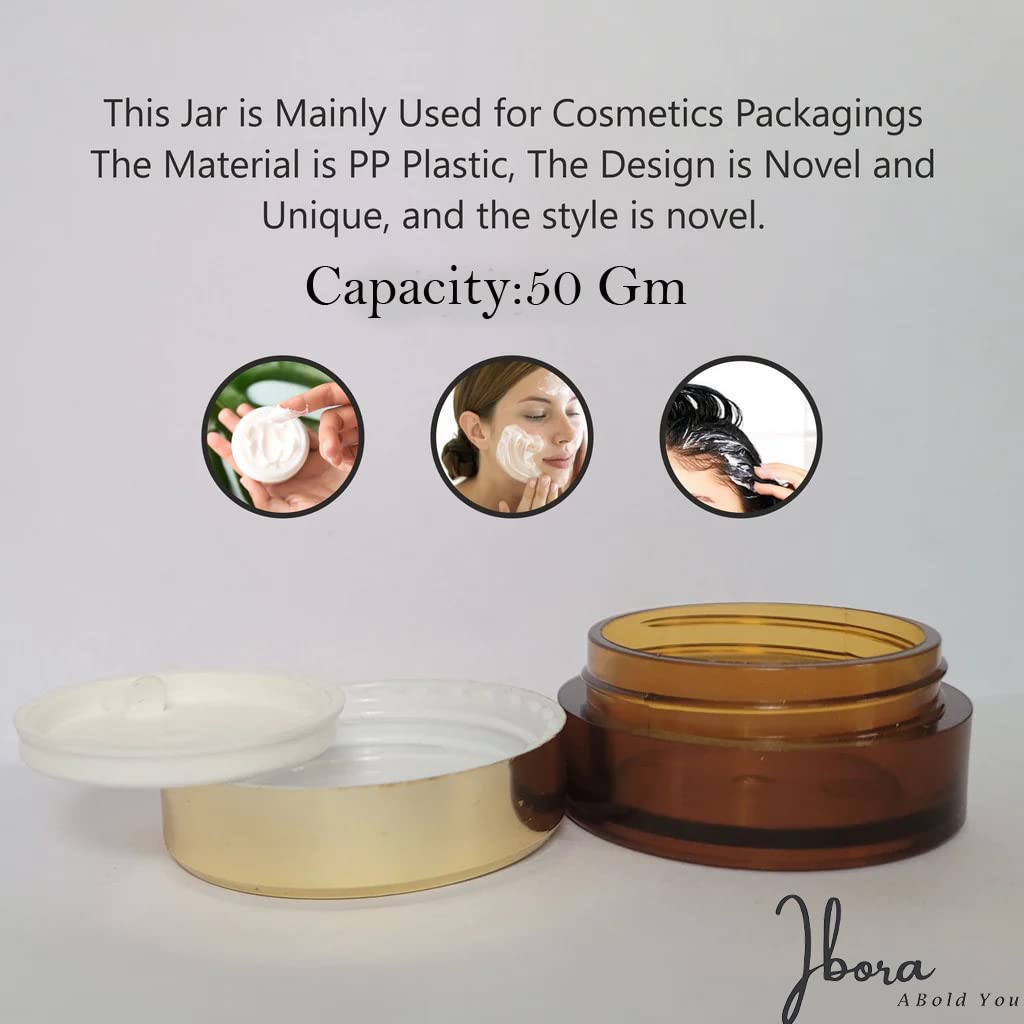 BPA-Free Acrylic Cosmetic Jars with Golden Lid - 50g Leak-Proof Airtight Containers for Creams, Gels, Body Scrubs, Lip Balms & Makeup (Pack of 5) - Perfect for DIY Beauty Products, Travel & Salon Storage