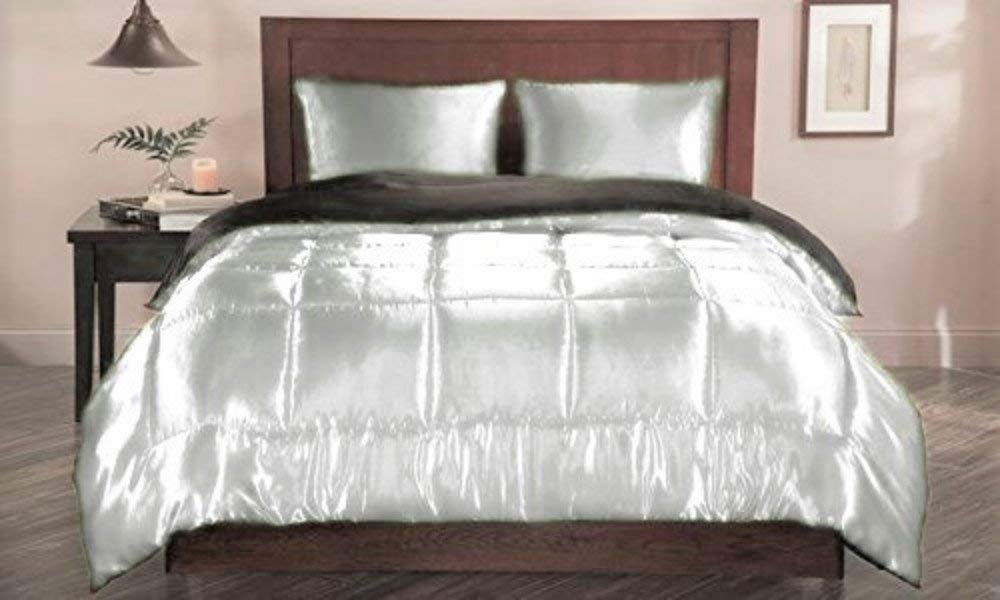 Angel's Bedding 3-Piece Silky Satin Duvet Cover Set - Hypoallergenic 100% Polyester, California Queen Size (90