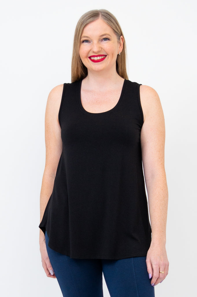 Stylish Black Bamboo Jazz Tank Top - Breathable & Comfortable Women's Casual Wear for Yoga, Gym, and Summer Outfits