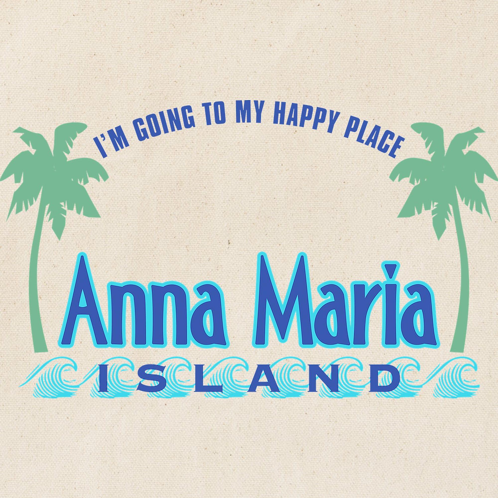 Anna Maria Island Happy Place Tote Bag - Natural Canvas Reusable Shopping Bag for Beach, Groceries & Daily Use | Eco-Friendly Carryall for Women & Men