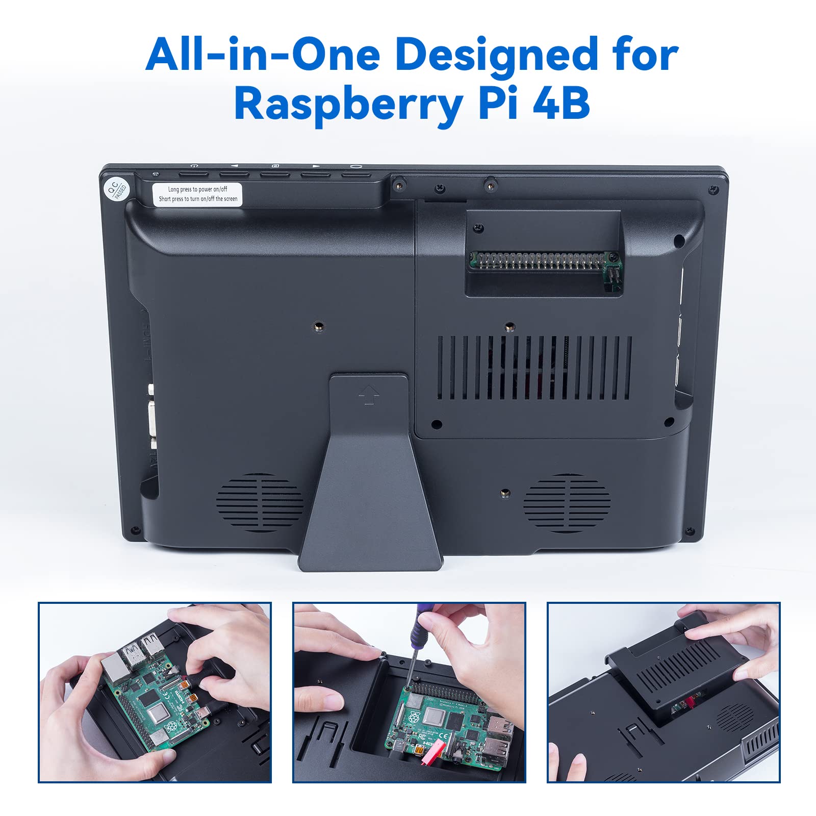 10.1 Inch 1280×800 IPS LCD Display with Cooling Fan - Portable Raspberry Pi Screen for Pi 4B/3B+/400 & Windows PC - All-in-One Design for Programming, Gaming & DIY Projects