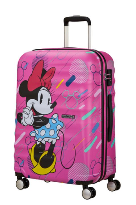 American Tourister Disney Wavebreaker Spinner Medium Luggage - Minnie Future Pop Design | Lightweight Durable Suitcase for Travel, Vacation & Business Trips