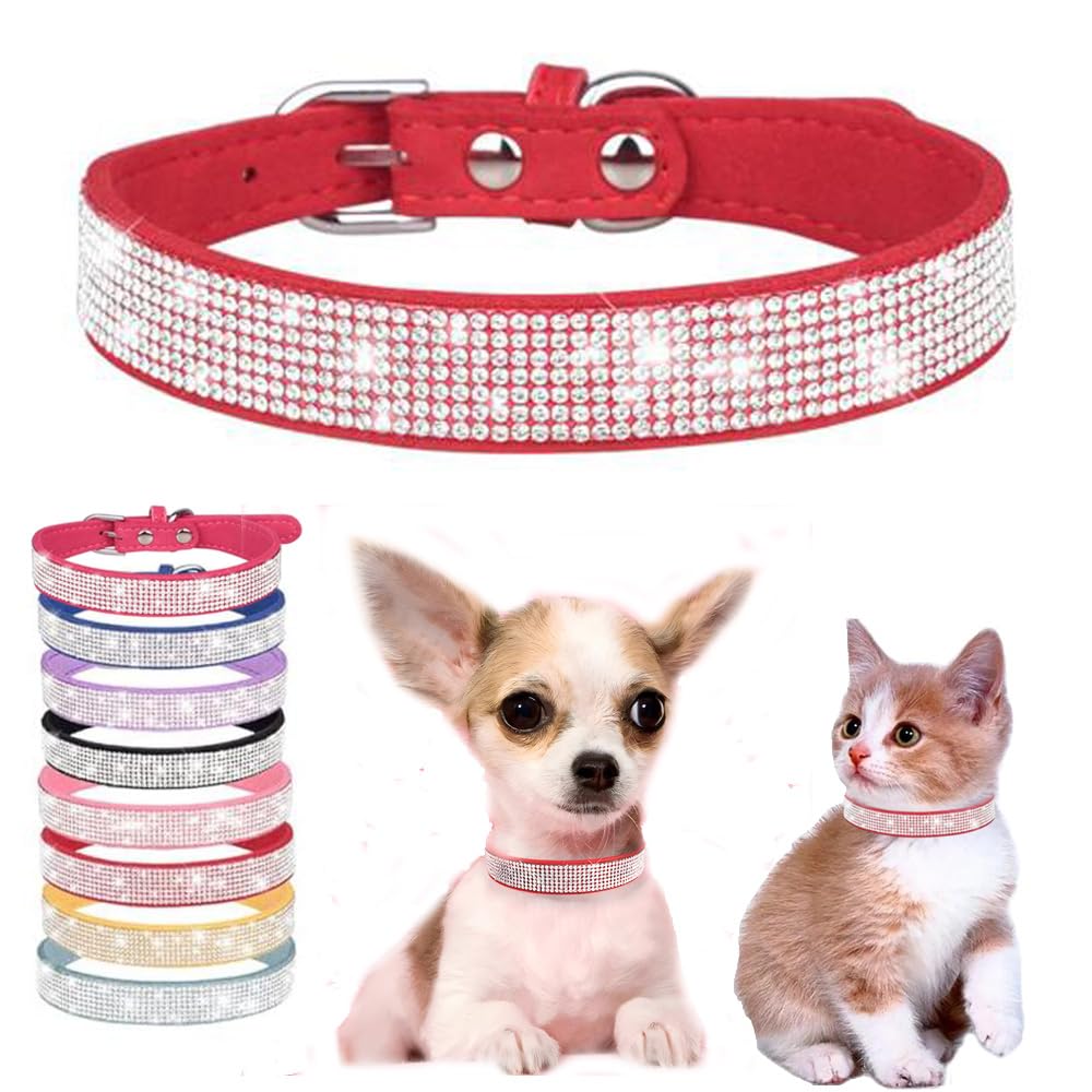 Sparkly Rhinestone Dog Collar for Small Medium Large Dogs - Adjustable Diamond Pet Collar for Puppies, Cats & Pets - Perfect for Daily Walks, Grooming & Special Occasions