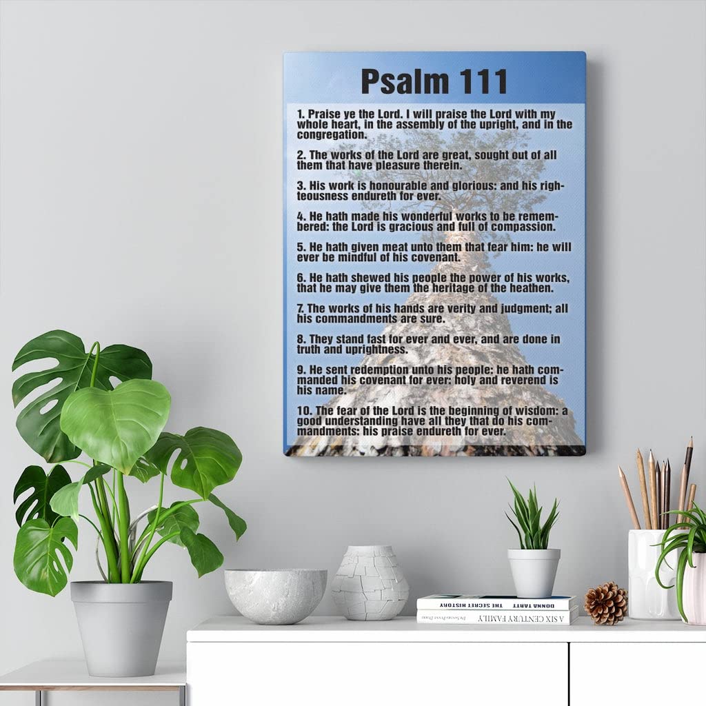 Bible Verse Art Print - Psalm 111 'His Goodness Endures Forever' - Blue Scripture Wall Decor for Christian Home, Office & Gift Giving