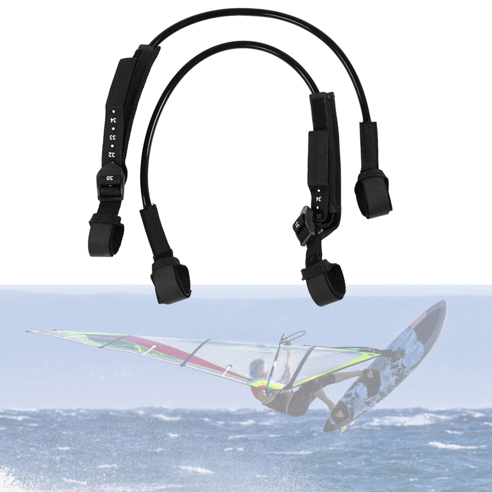EVTSCAN 2PCS 28-34inch Adjustable Surfing Leash String - Black Safety Windsurfing Harness Lines for Surfboard Accessories | Perfect for Windsurfing, Kite Surfing & Water Sports Equipment