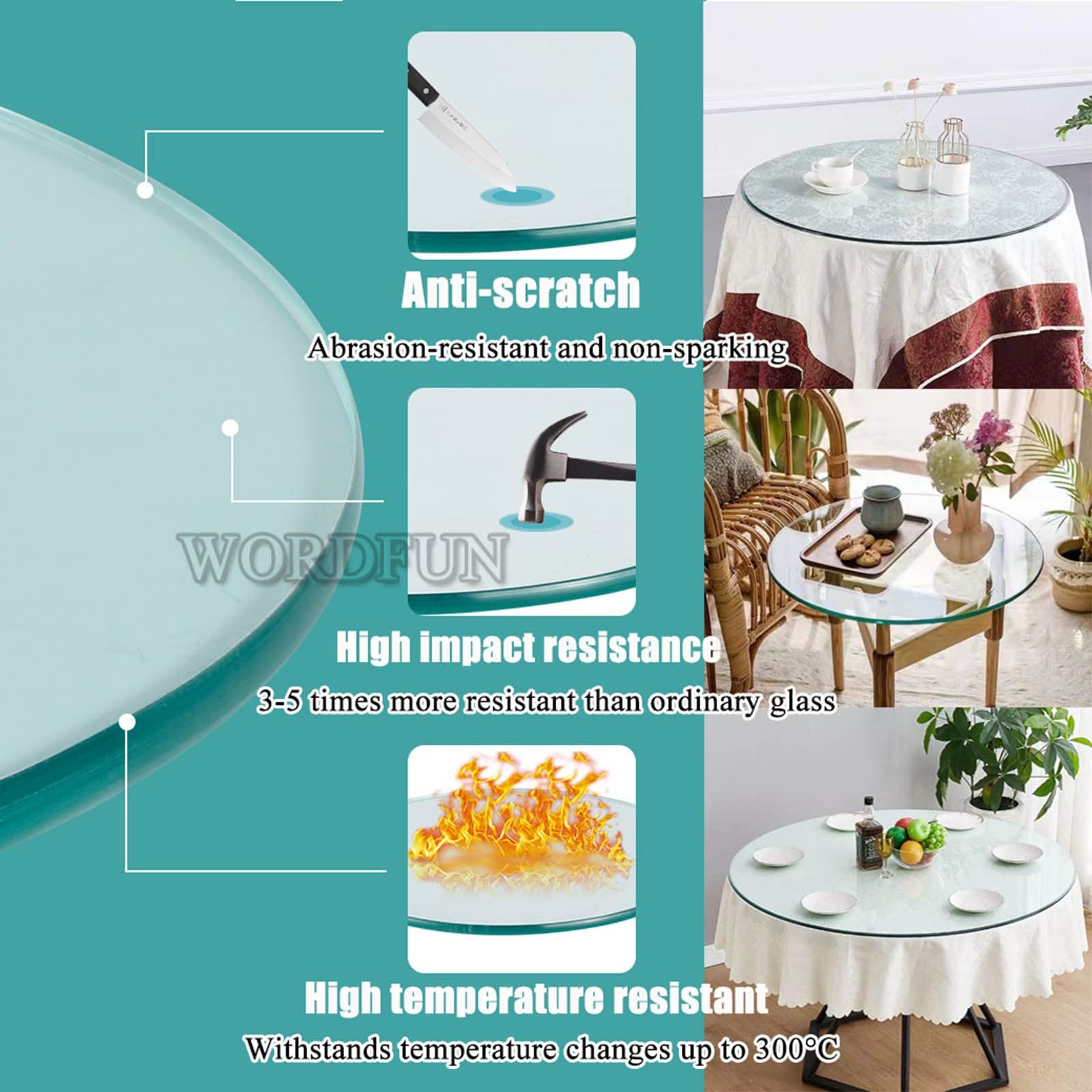 Premium Round Tempered Glass Table Top - 15
