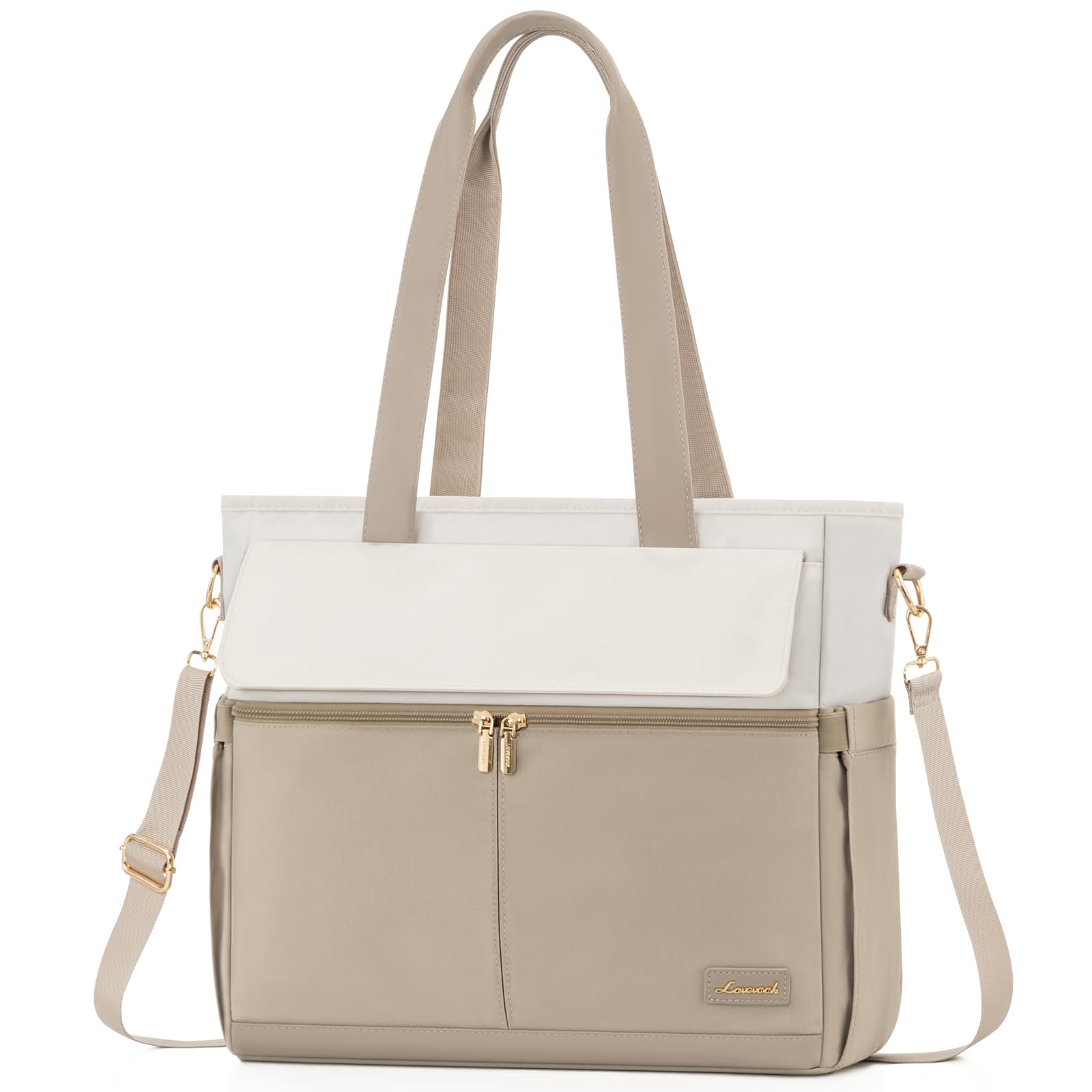 LOVEVOOK Women's 15.6 Inch Laptop Tote Bag - Large Capacity Water Resistant Work Bag with Multiple Pockets & Removable Strap - Ideal for Business Travel, Nursing, Teaching & Office Use