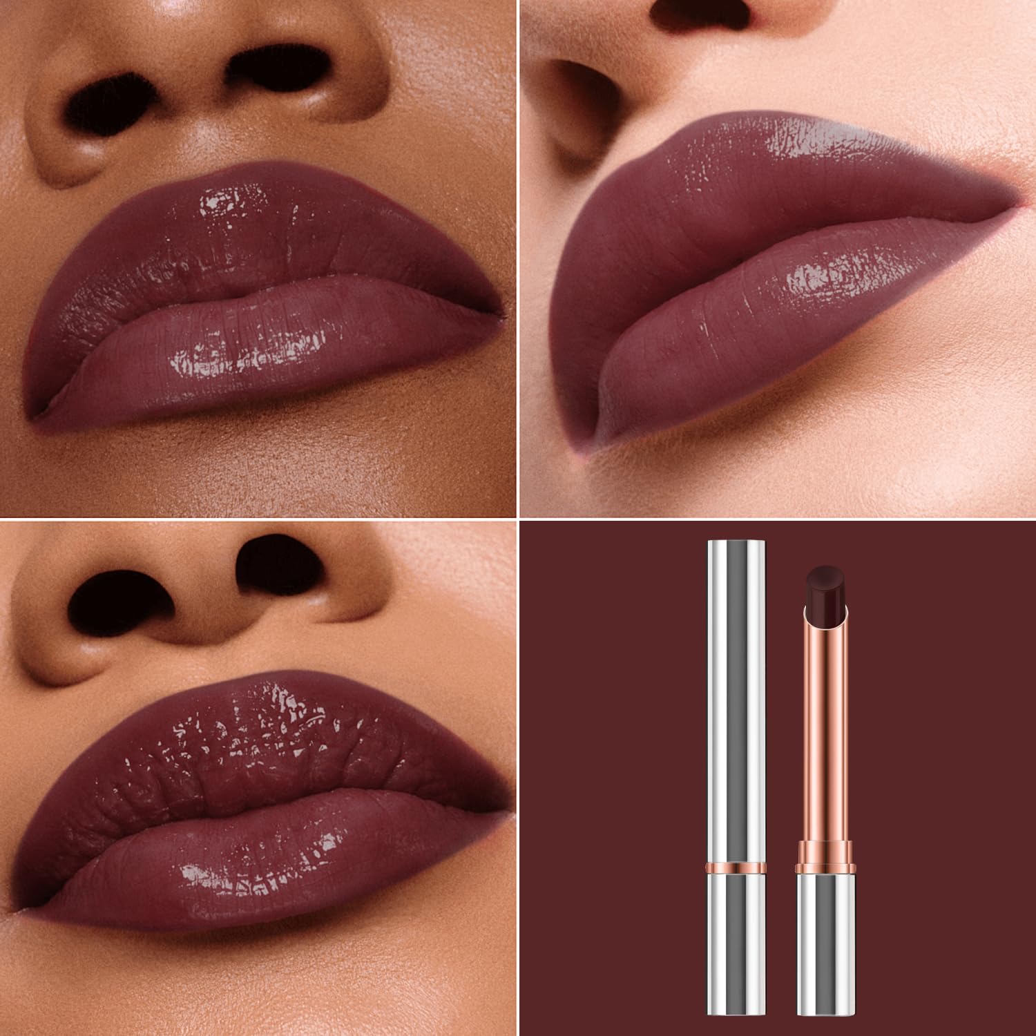 2PCS Tinted Lip Balm - Black Candy Hydrating Sheer Formula, Natural Glossy Finish & Moisturizing Lip Care for Dry Lips, Vegan & Cruelty-Free (Perfect for Everyday Wear, Date Night & Makeup Looks)
